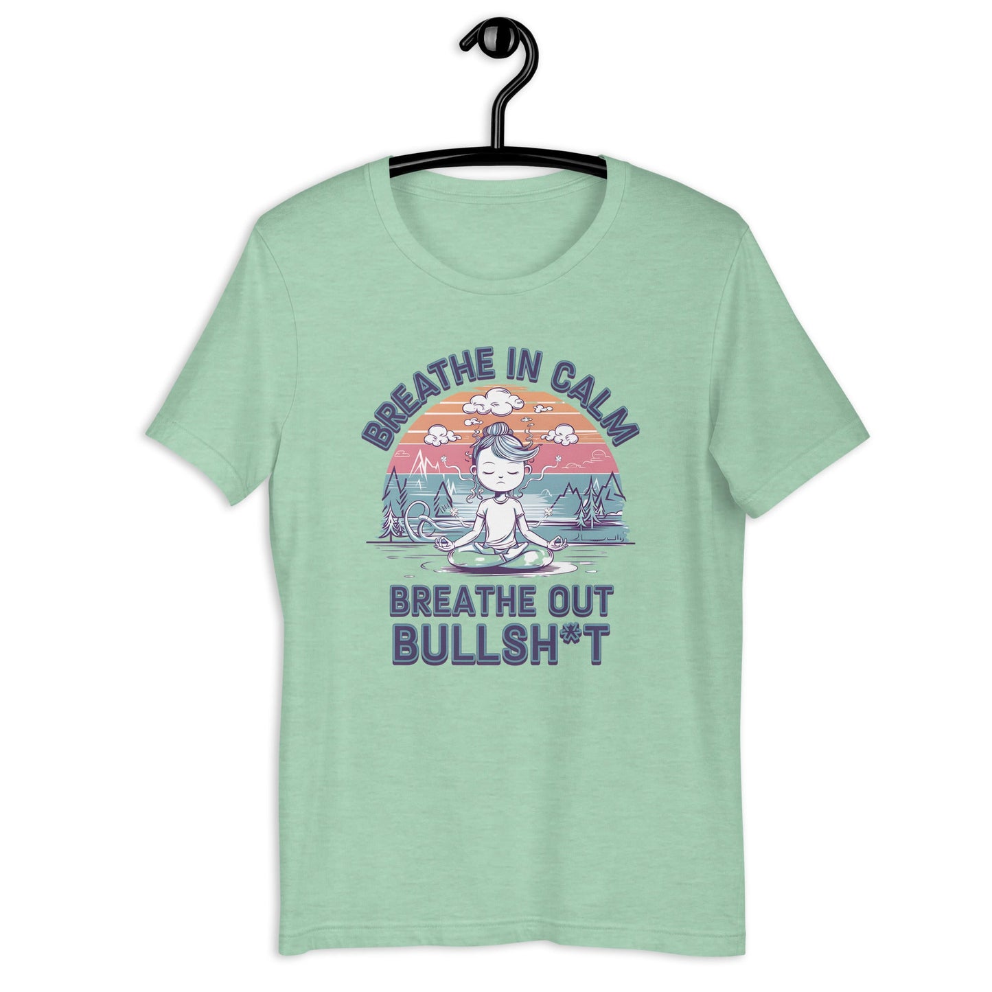 Funny Women's Yoga T-Shirt - "Breathe In Calm, Breathe Out Bullsh*t" - Soft & Lightweight - Sublimegifts4u.com