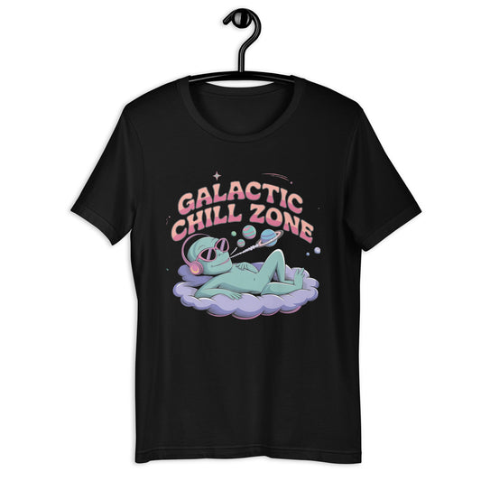 Galactic Chill Zone Women's Tee - Alien on Cloud Smoking Joint Graphic Shirt - Sublimegifts4u.com