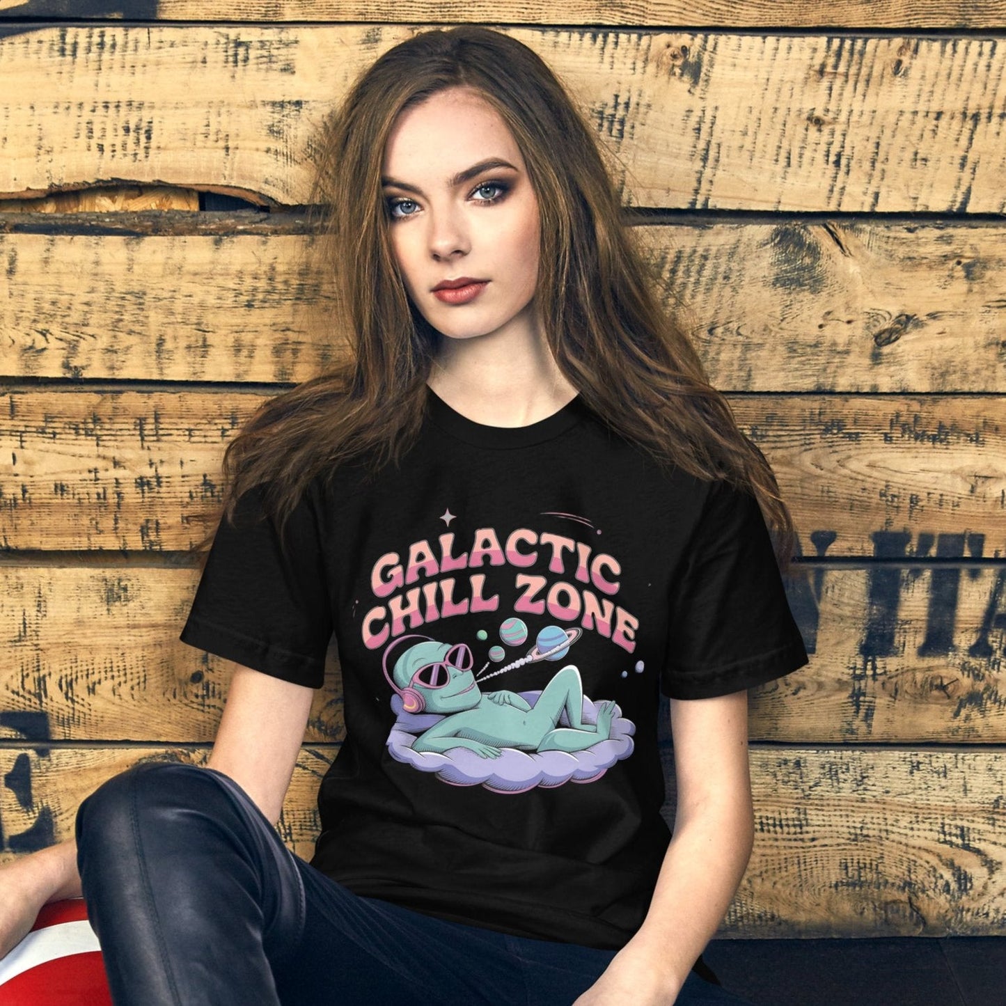 Galactic Chill Zone Women's Tee - Alien on Cloud Smoking Joint Graphic Shirt - Sublimegifts4u.com