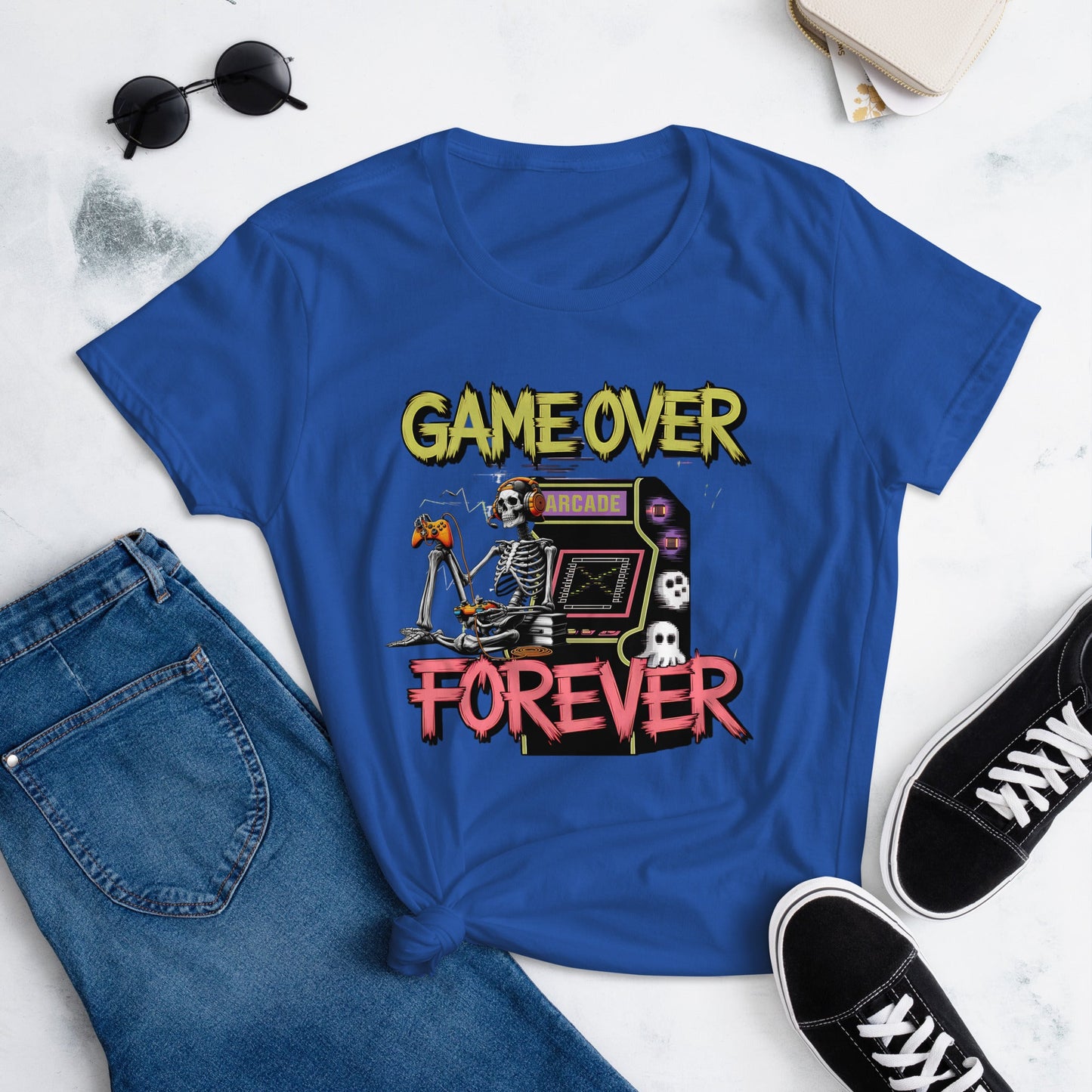 Game Over Forever Skeleton Arcade Game Women's Tee - Sublimegifts4u.com