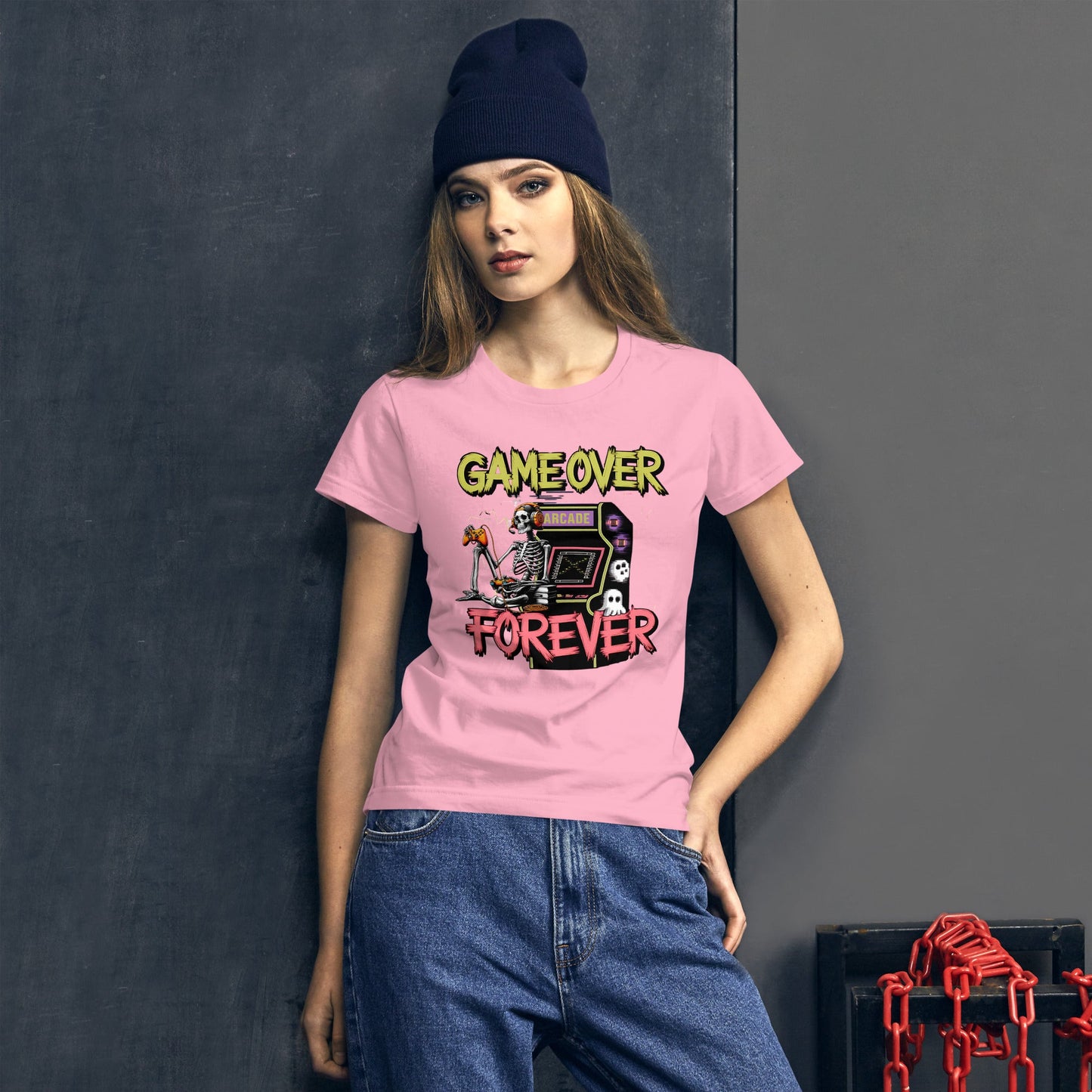 Game Over Forever Skeleton Arcade Game Women's Tee - Sublimegifts4u.com