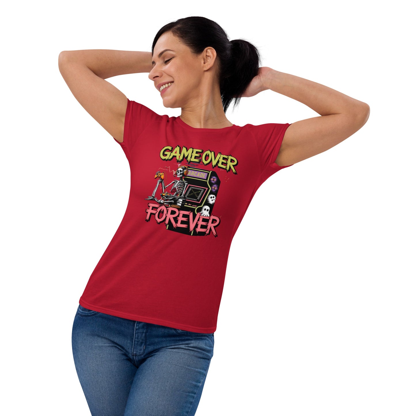 Game Over Forever Skeleton Arcade Game Women's Tee - Sublimegifts4u.com