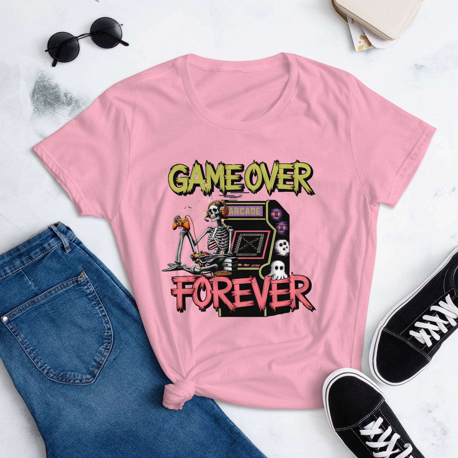 Game Over Forever Skeleton Arcade Game Women's Tee - Sublimegifts4u.com