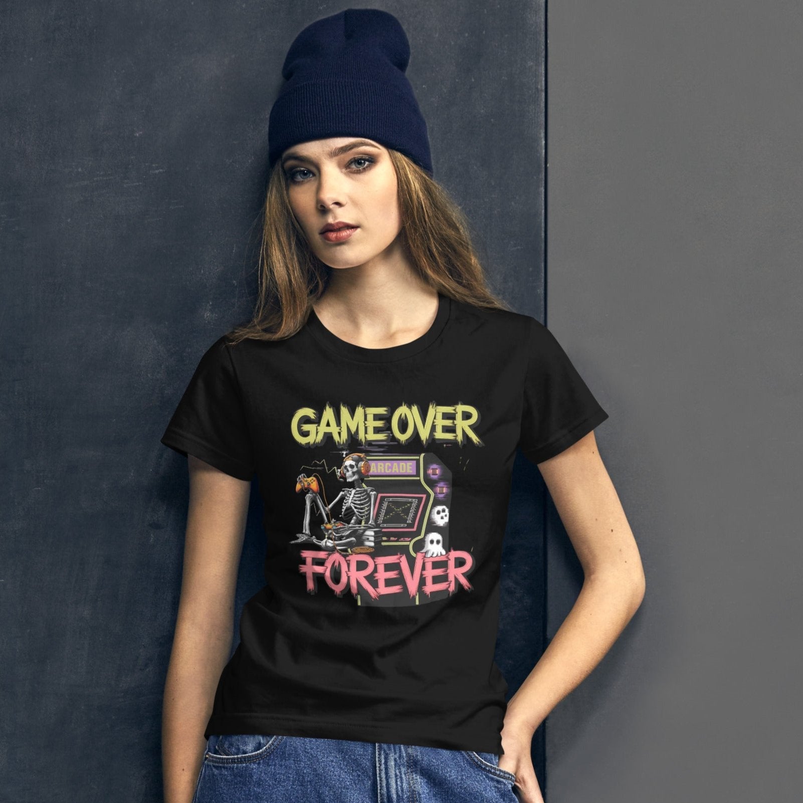 Game Over Forever Skeleton Arcade Game Women's Tee - Sublimegifts4u.com