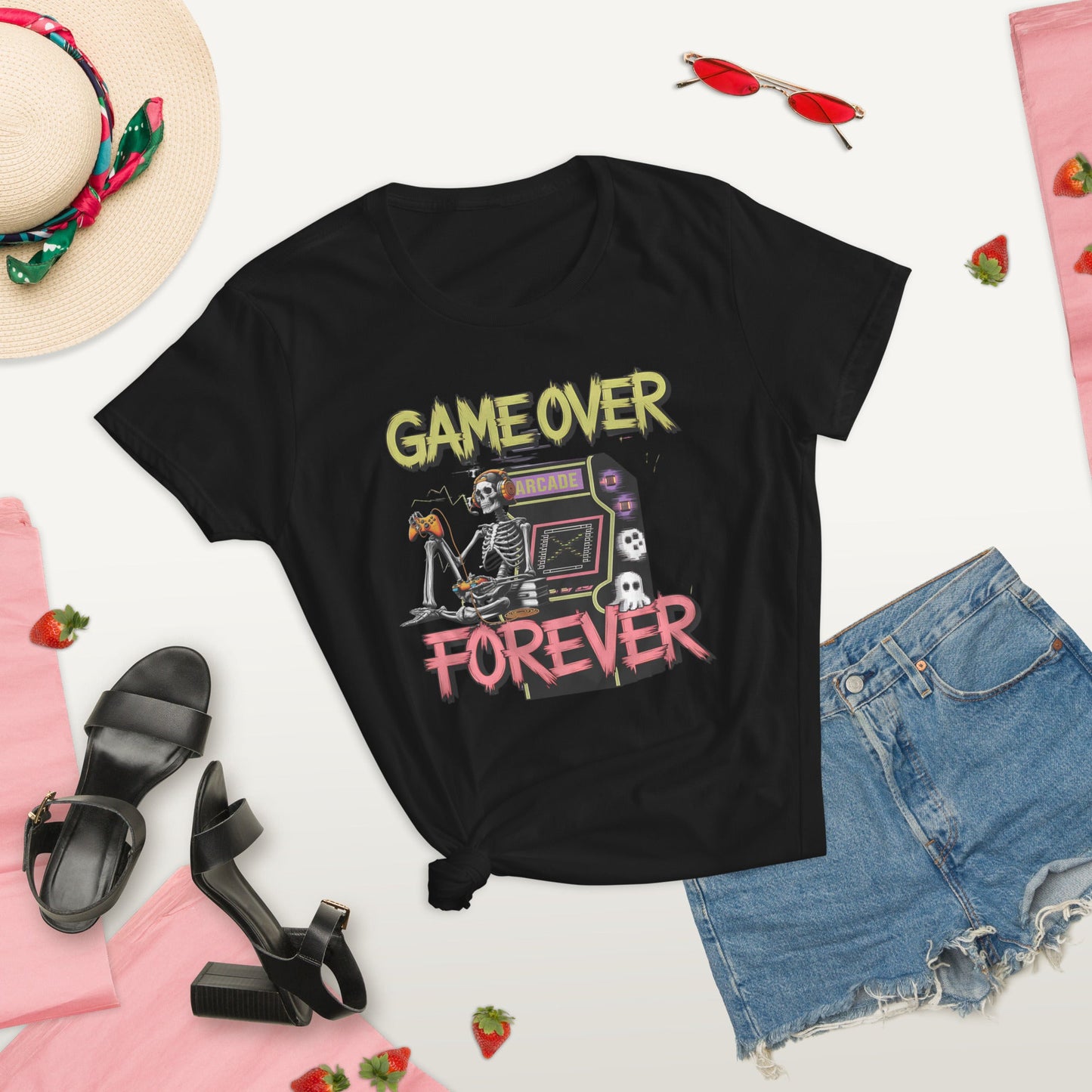 Game Over Forever Skeleton Arcade Game Women's Tee - Sublimegifts4u.com