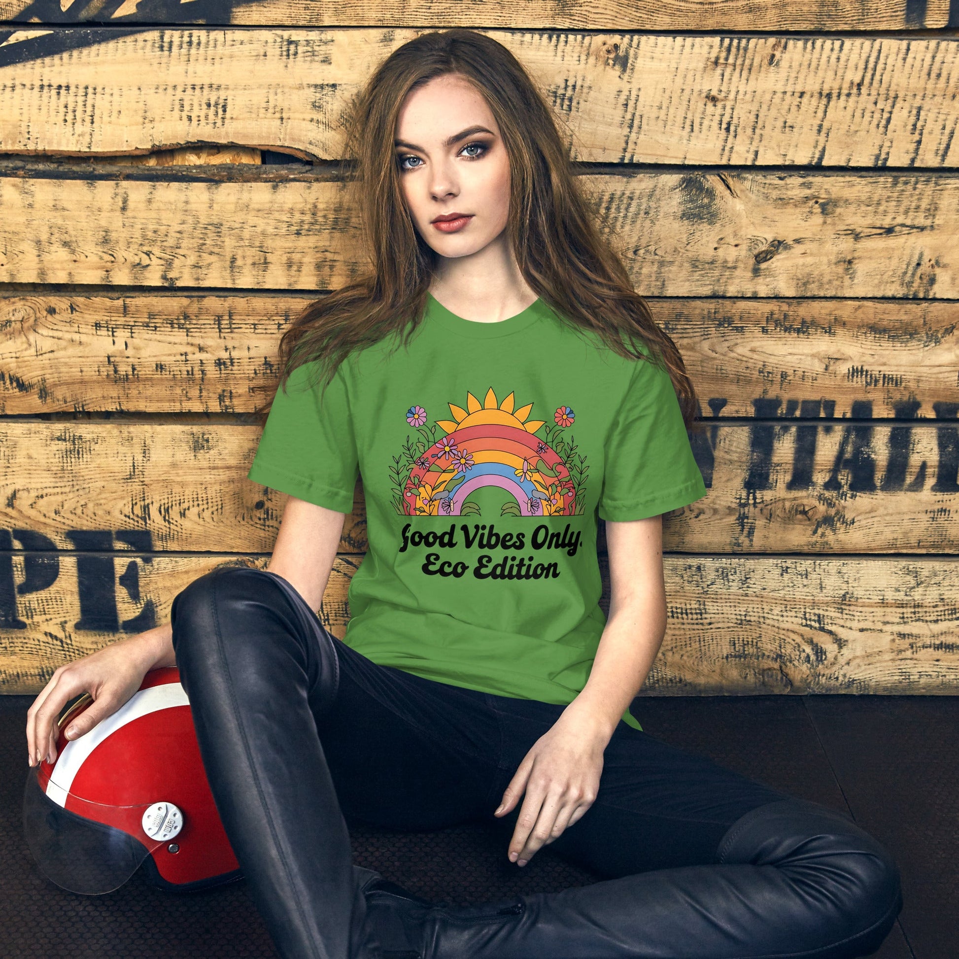 Good Vibes Only Eco Edition Colorful Rainbow & Floral Women's T-Shirt - Sublimegifts4u.com