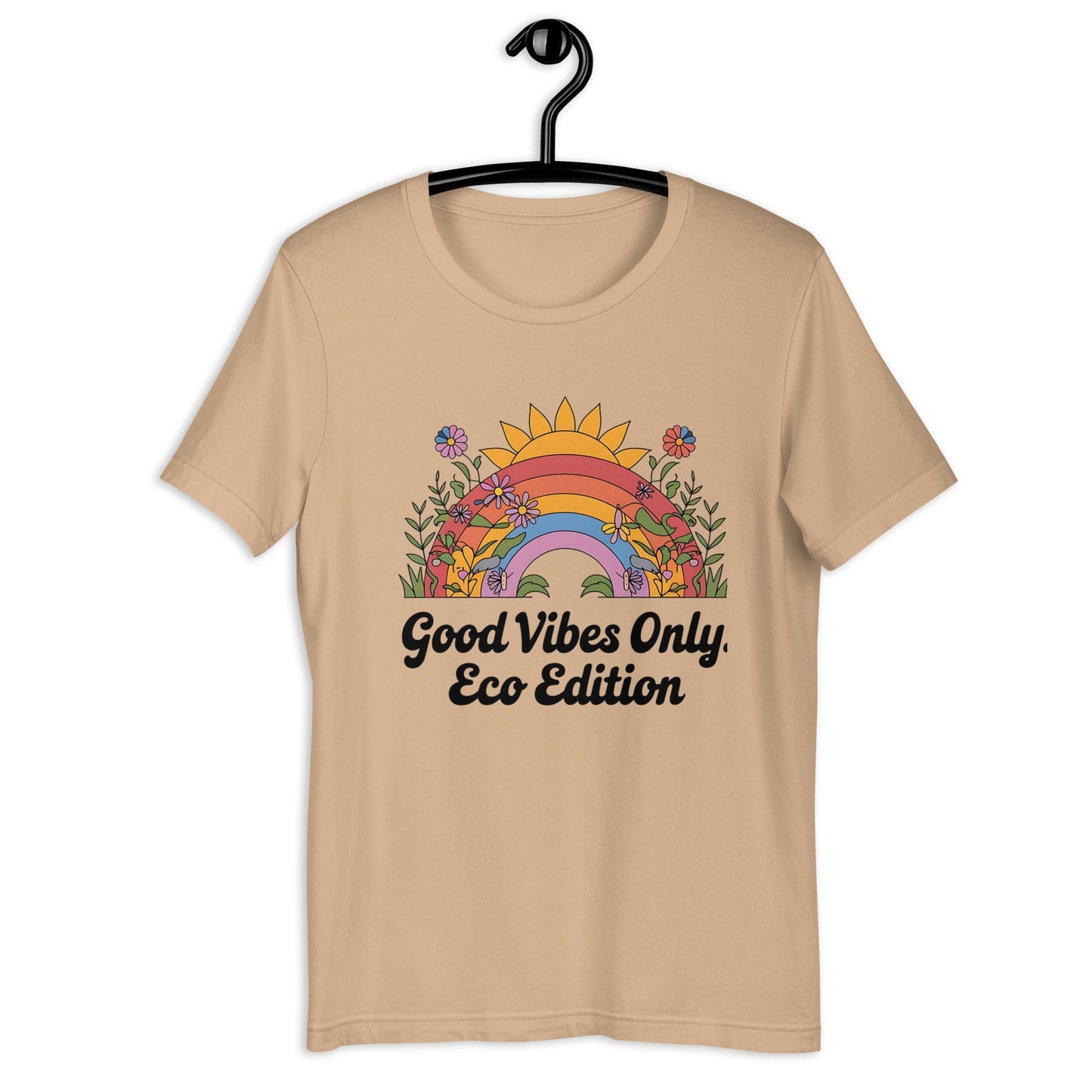 Good Vibes Only Eco Edition Colorful Rainbow & Floral Women's T-Shirt - Sublimegifts4u.com