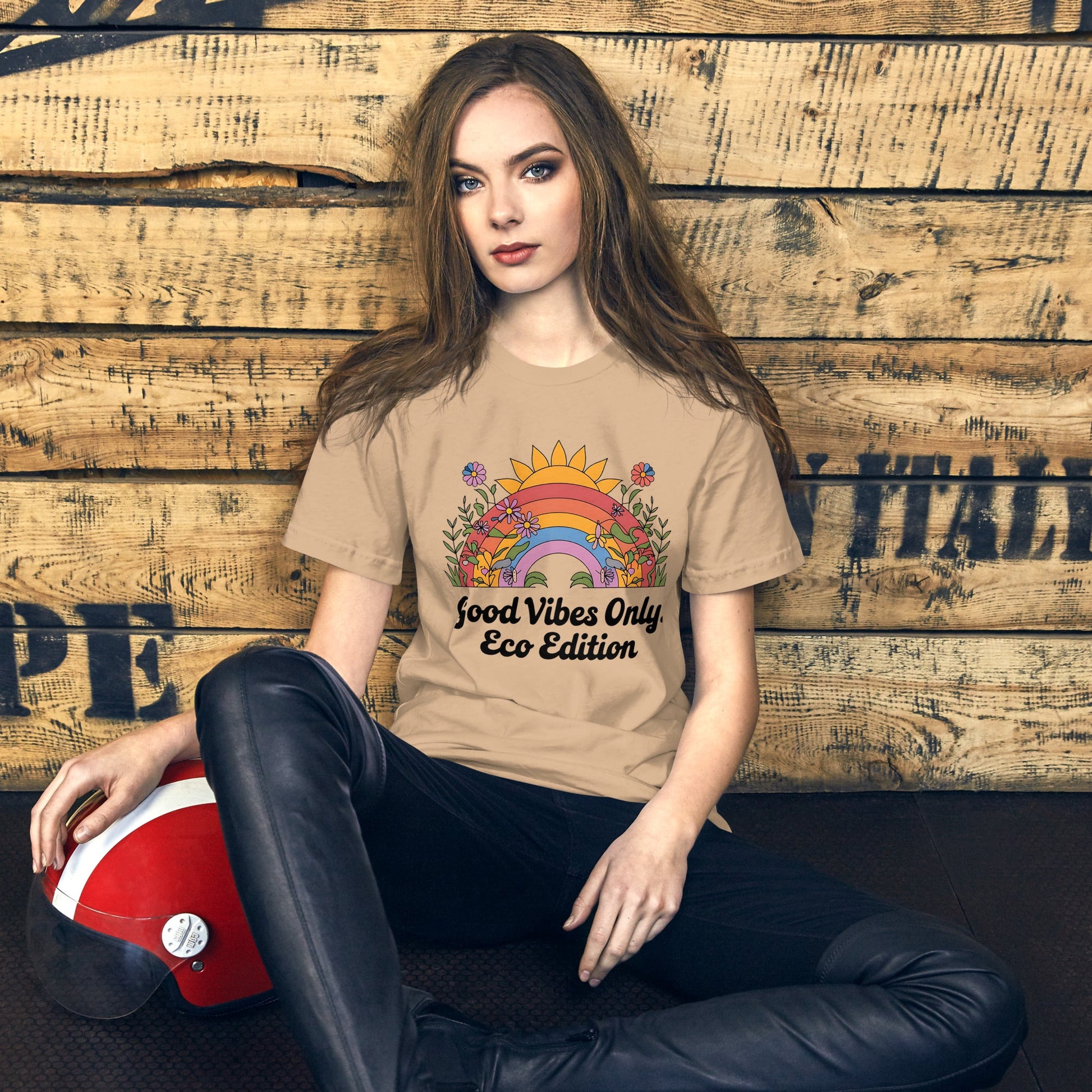 Good Vibes Only Eco Edition Colorful Rainbow & Floral Women's T-Shirt - Sublimegifts4u.com