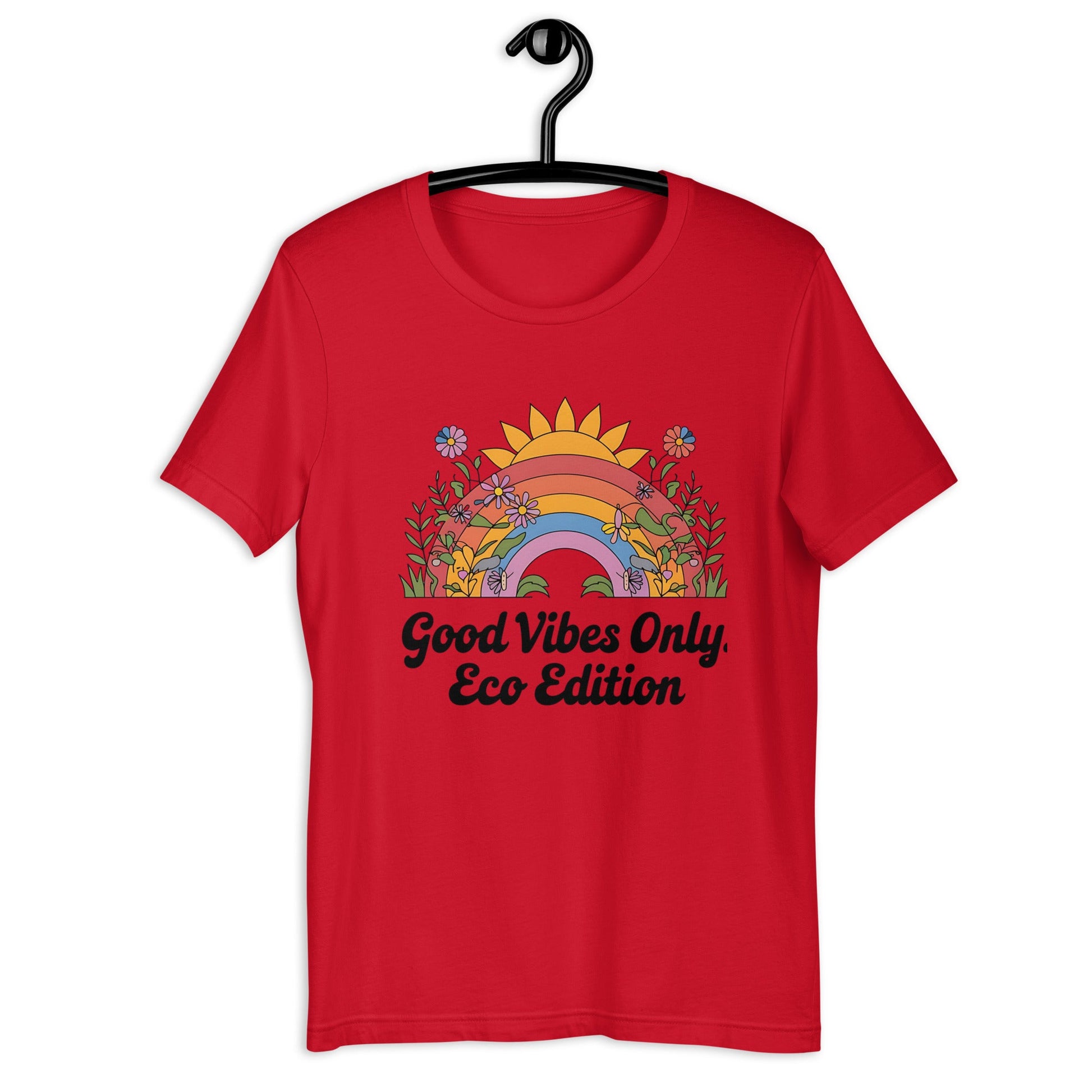 Good Vibes Only Eco Edition Colorful Rainbow & Floral Women's T-Shirt - Sublimegifts4u.com