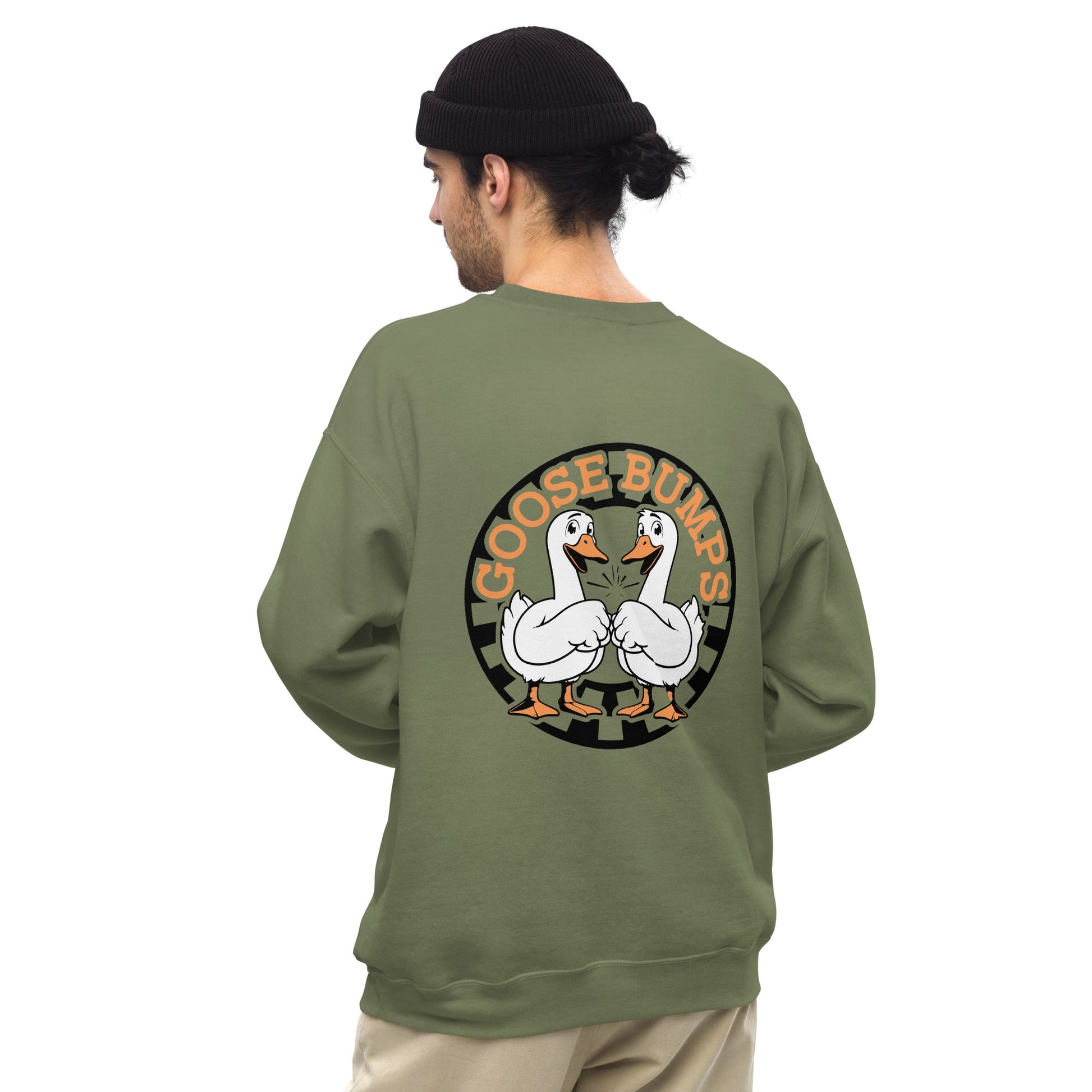 Goose Bumps Unisex Sweatshirt - Front & Back Design with Fist Bumping Geese - Sublimegifts4u.com