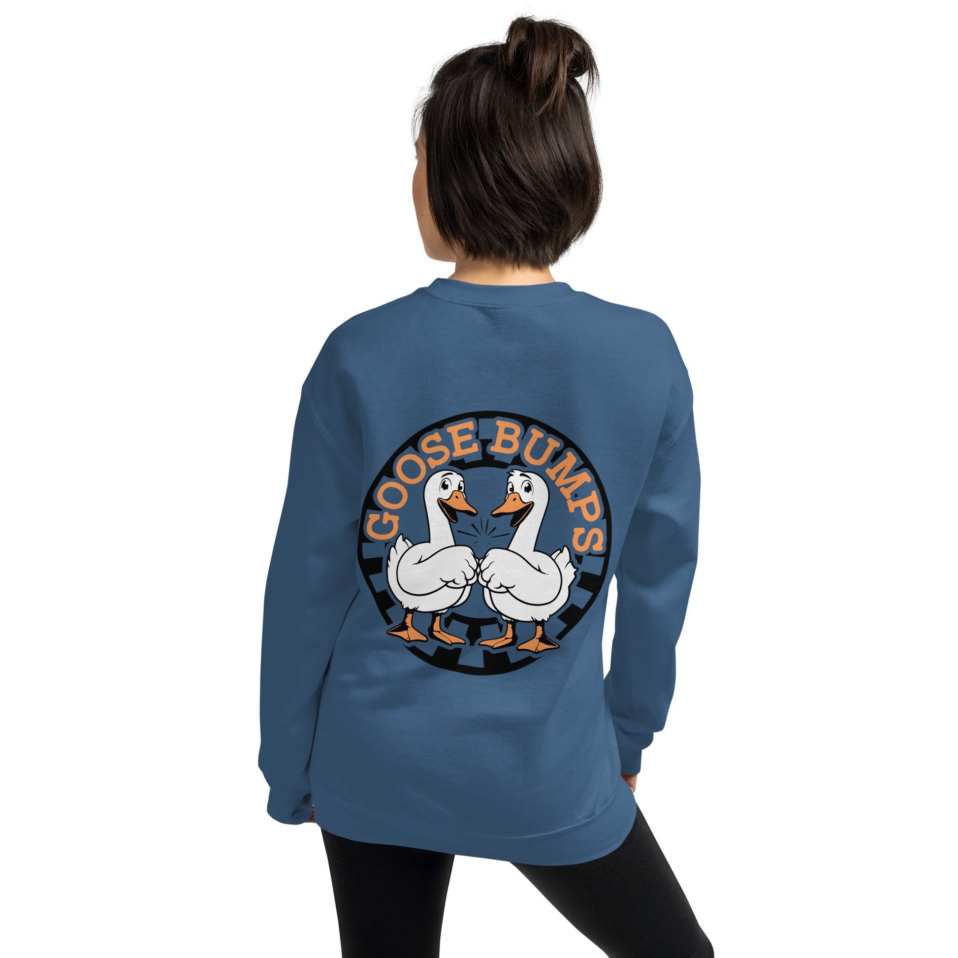 Goose Bumps Unisex Sweatshirt - Front & Back Design with Fist Bumping Geese - Sublimegifts4u.com