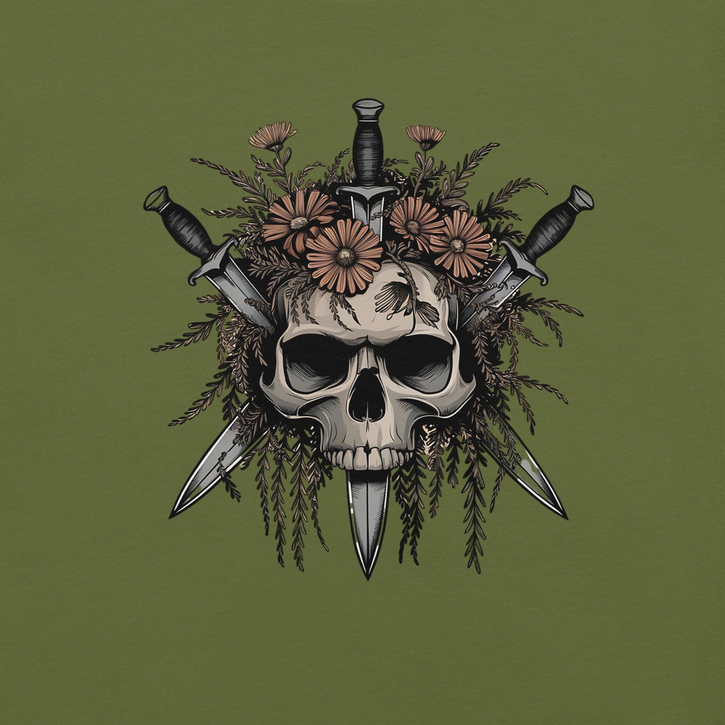 Gothic Skull & Floral Women's Tee - Edgy Grunge Streetwear - Sublimegifts4u.com