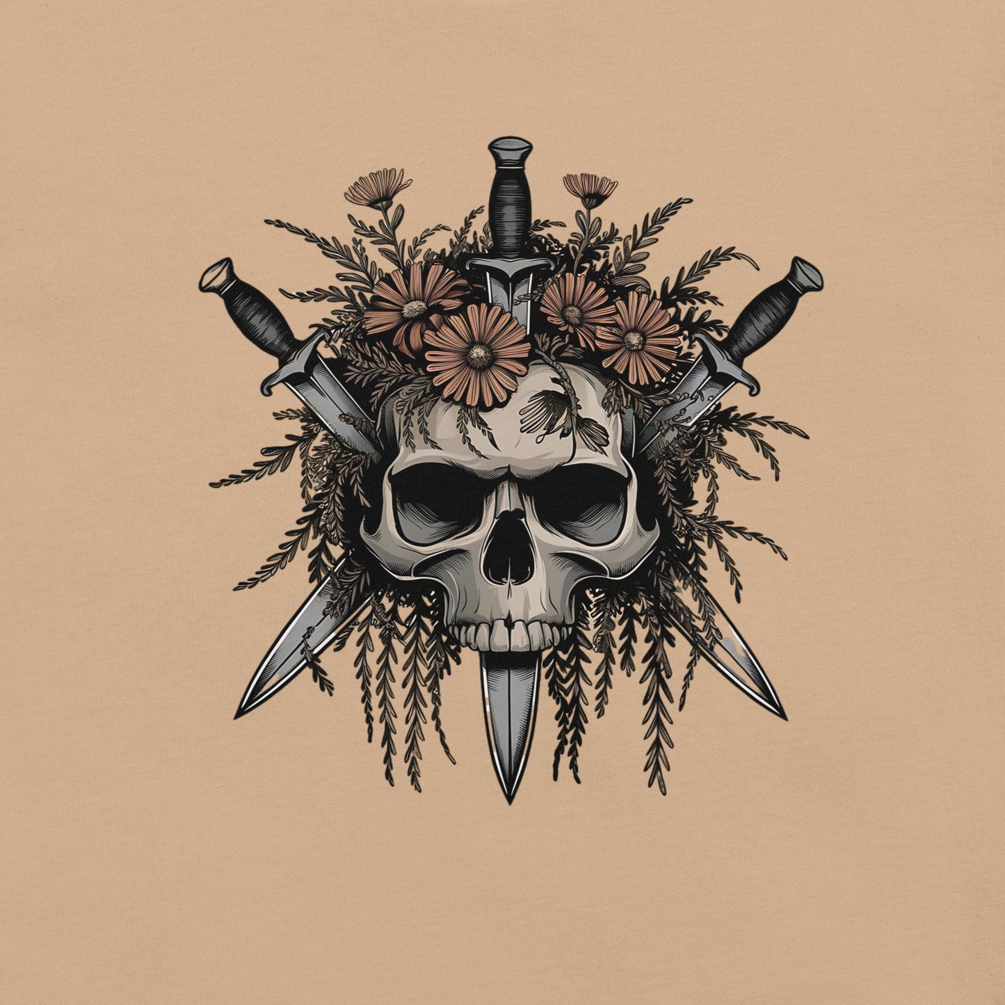 Gothic Skull & Floral Women's Tee - Edgy Grunge Streetwear - Sublimegifts4u.com