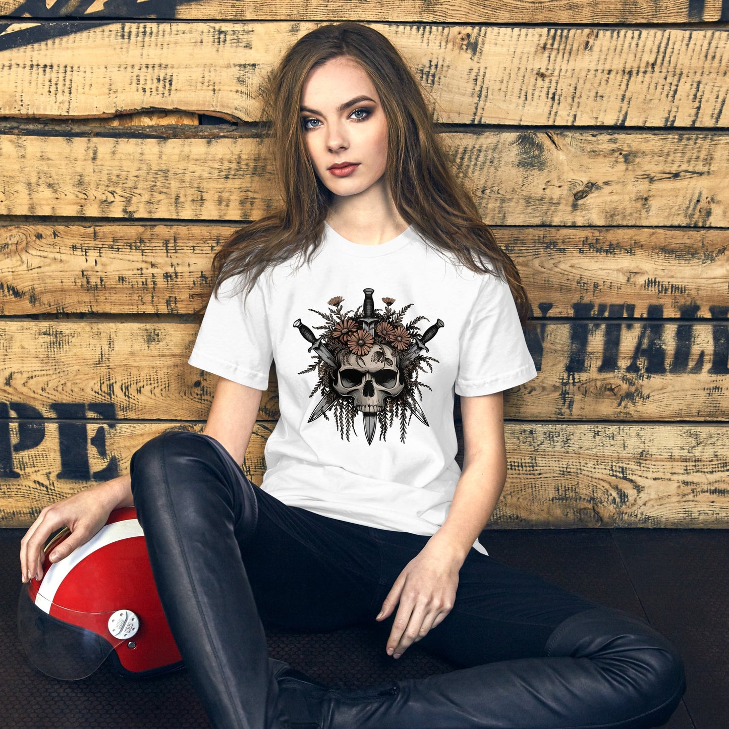 Gothic Skull & Floral Women's Tee - Edgy Grunge Streetwear - Sublimegifts4u.com