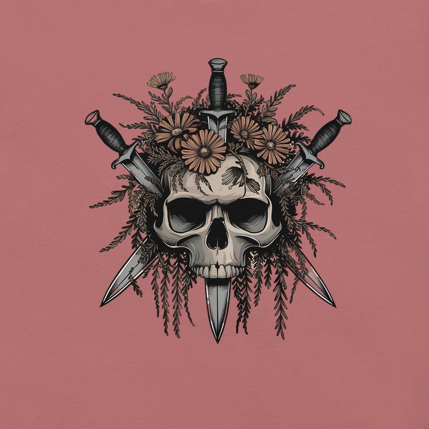 Gothic Skull & Floral Women's Tee - Edgy Grunge Streetwear - Sublimegifts4u.com