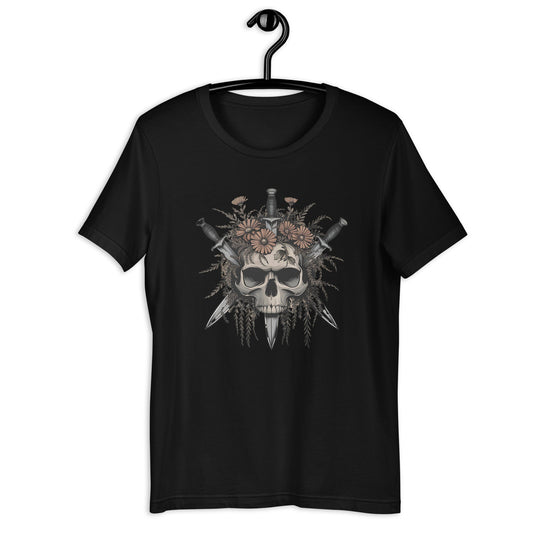 Gothic Skull & Floral Women's Tee - Edgy Grunge Streetwear - Sublimegifts4u.com