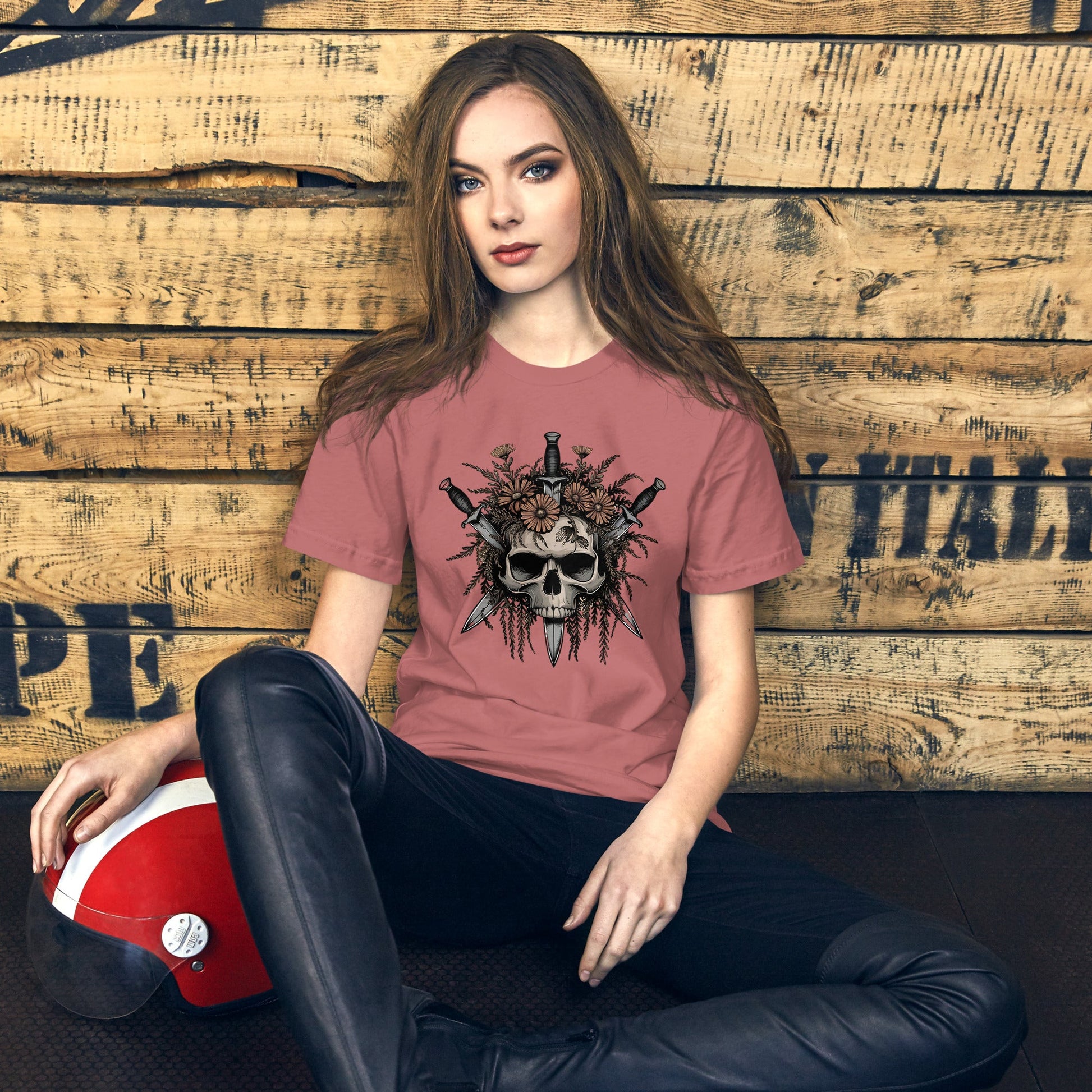 Gothic Skull & Floral Women's Tee - Edgy Grunge Streetwear - Sublimegifts4u.com