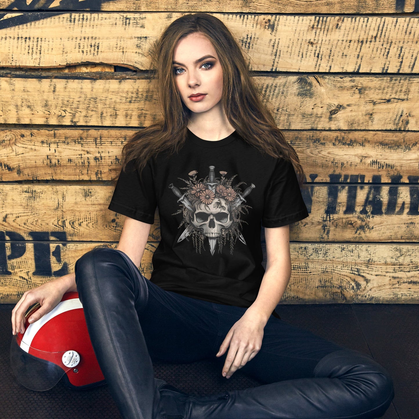 Gothic Skull & Floral Women's Tee - Edgy Grunge Streetwear - Sublimegifts4u.com