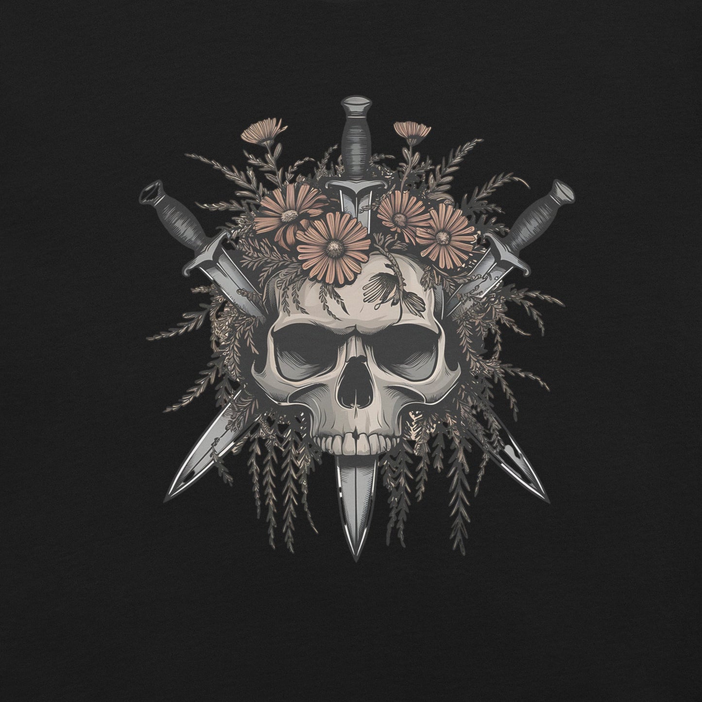 Gothic Skull & Floral Women's Tee - Edgy Grunge Streetwear - Sublimegifts4u.com