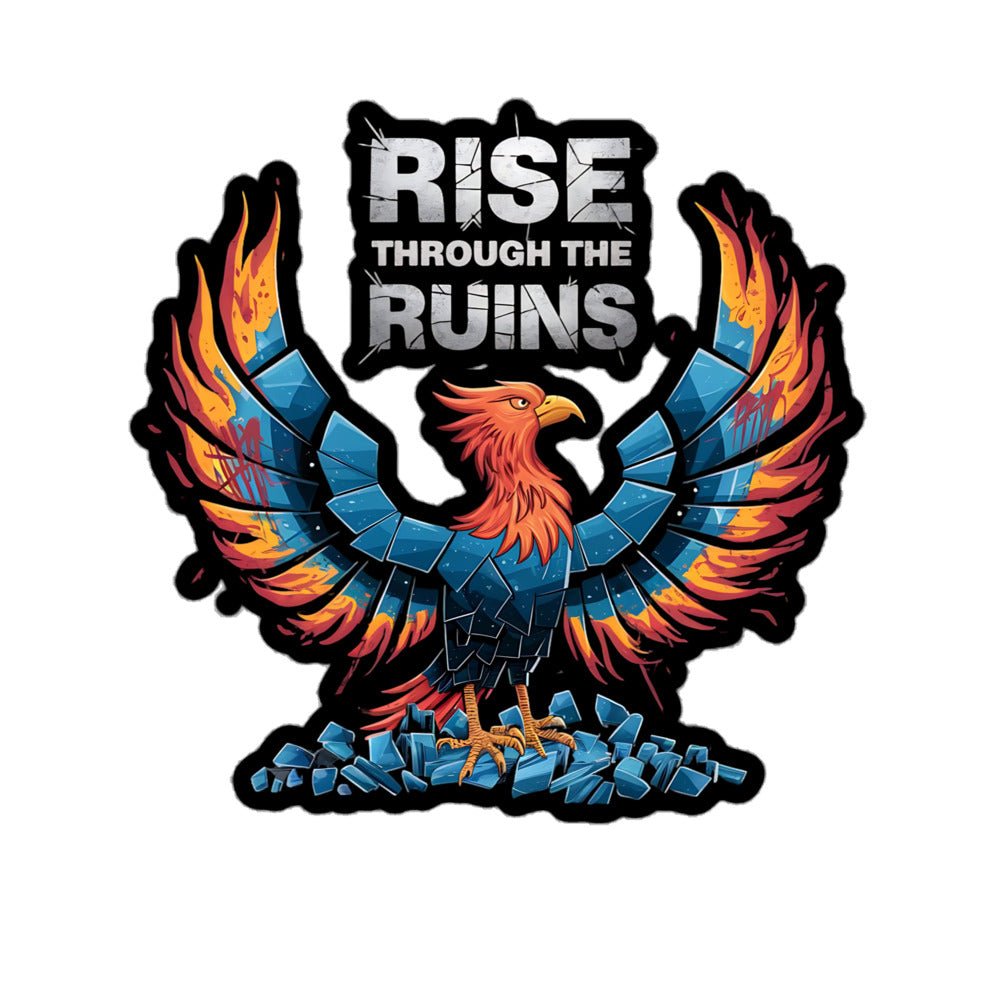 Grunge Design Bird Stickers | 'Rise Through the Ruins' Vinyl Stickers - Sublimegifts4u.com