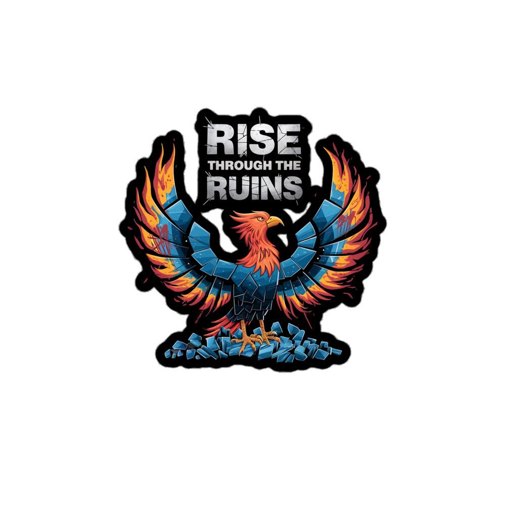 Grunge Design Bird Stickers | 'Rise Through the Ruins' Vinyl Stickers - Sublimegifts4u.com