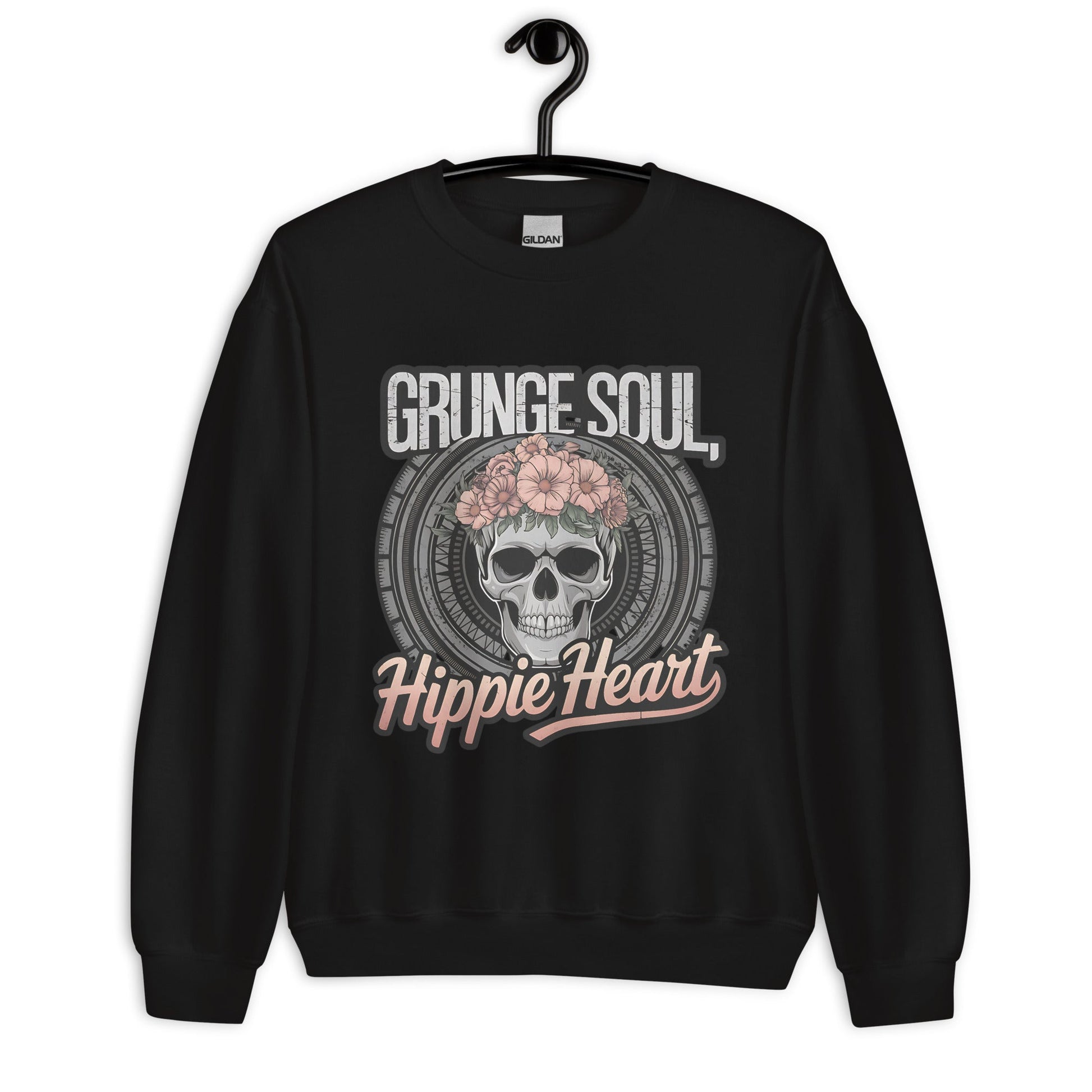 Grunge Soul Hippie Heart Women's Sweatshirt – Skull & Florals Design - Sublimegifts4u.com