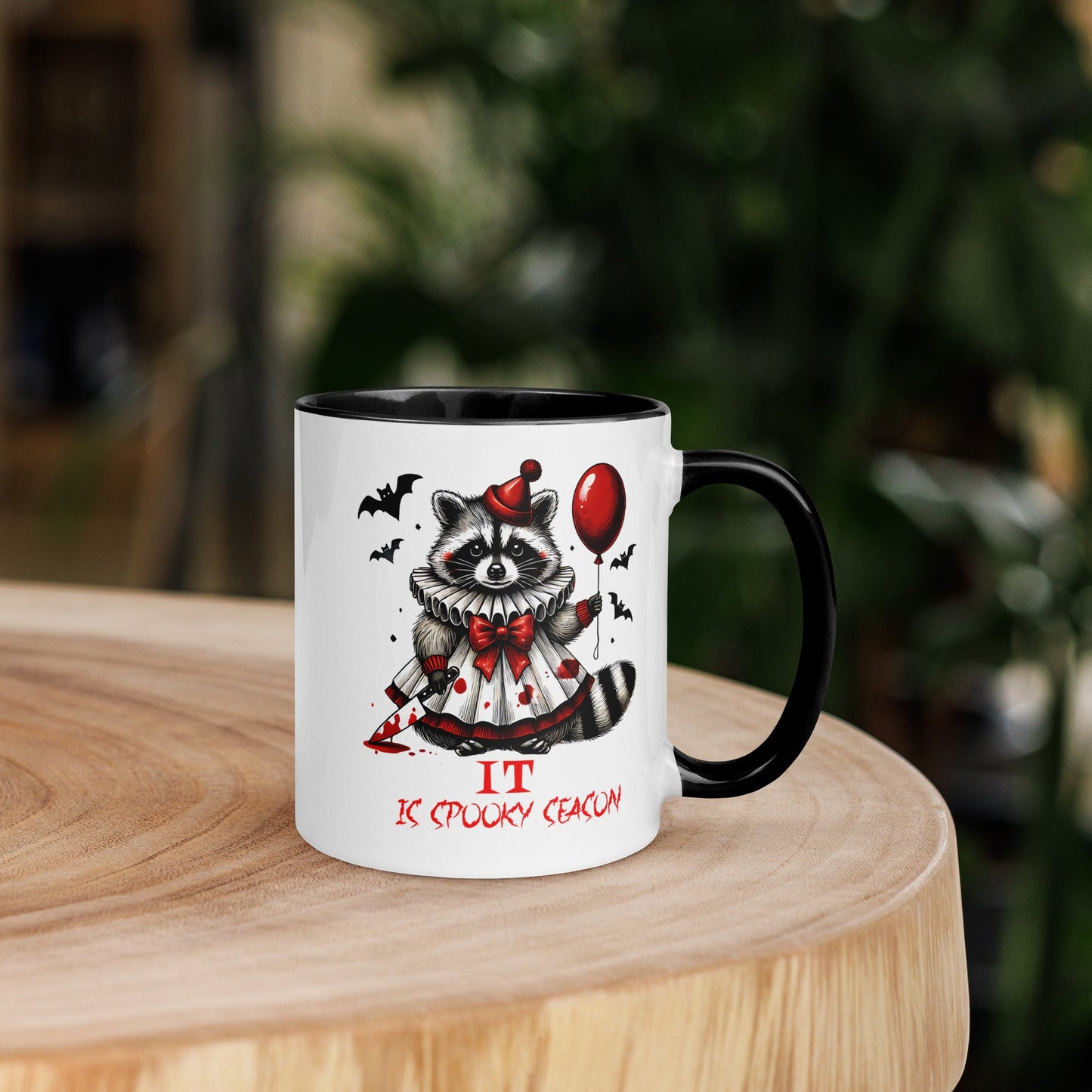 Halloween Accent Mug: 'It Is Spooky Season' with Raccoon & Red Balloon – Inspired by IT - Sublimegifts4u.com