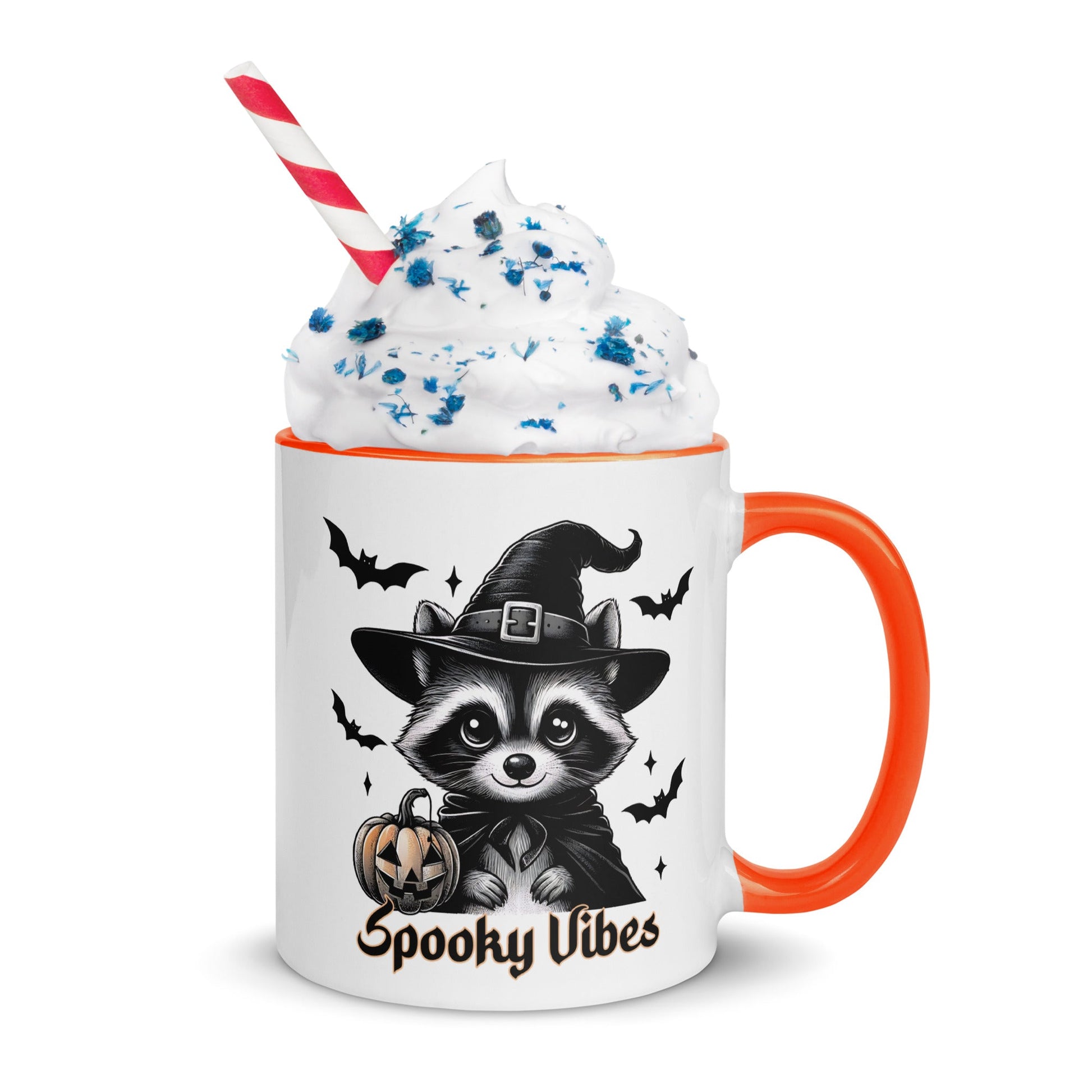 Halloween Accent Mug: 'Spooky Vibes' with Raccoon & Witch Hat – Perfect for Fall - Sublimegifts4u.com