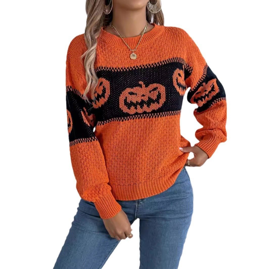 Halloween Pumpkin Head Women's Pullover - Sublimegifts4u.com