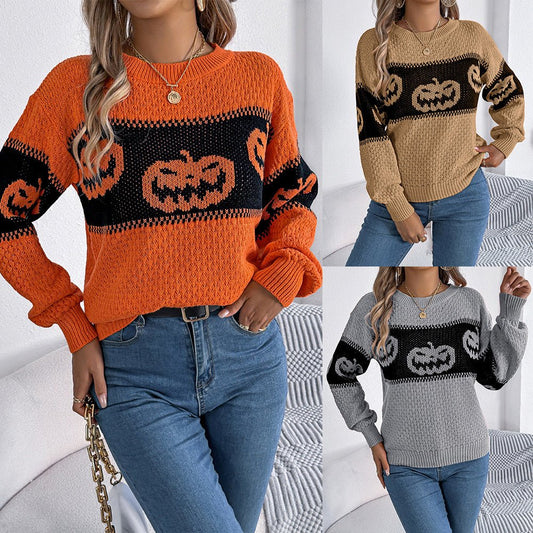 Halloween Pumpkin Head Women's Pullover - Sublimegifts4u.com