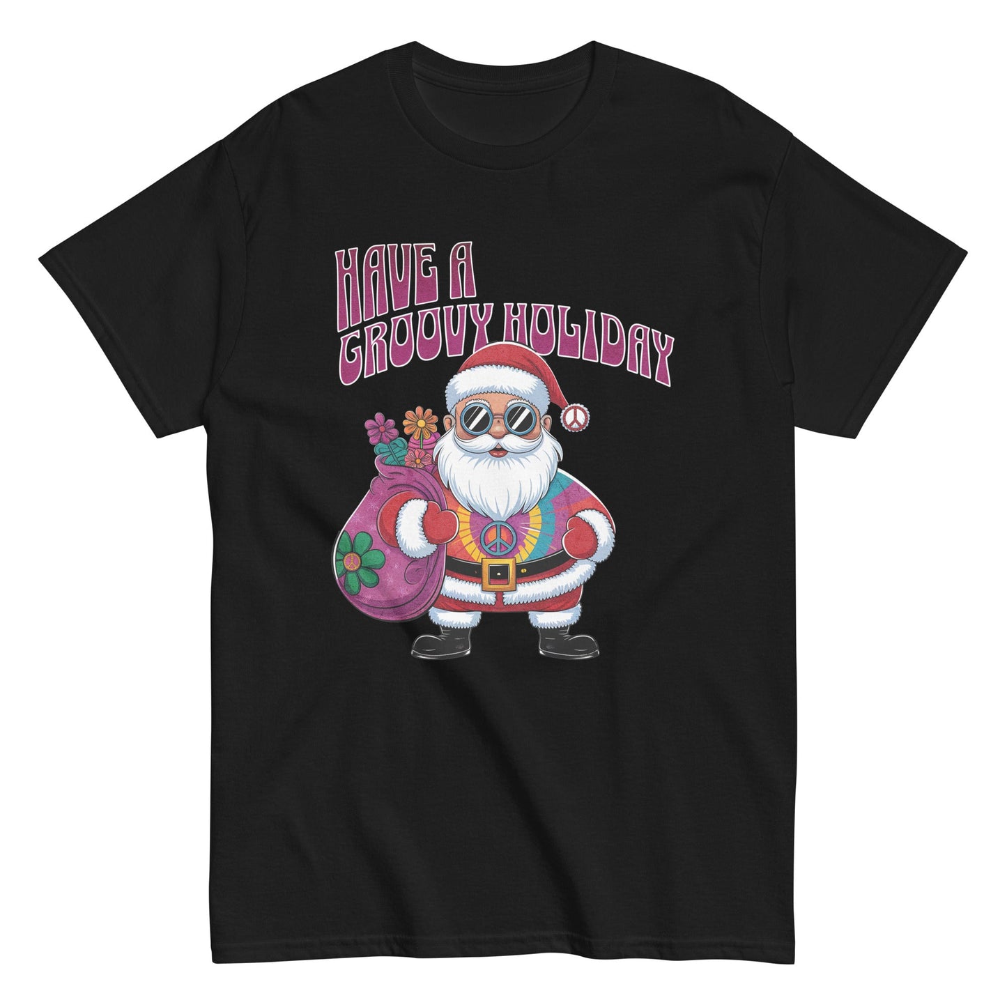 Hippie Santa Claus T-Shirt - Have a Groovy Holiday | 100% Cotton Women's Tee - Sublimegifts4u.com