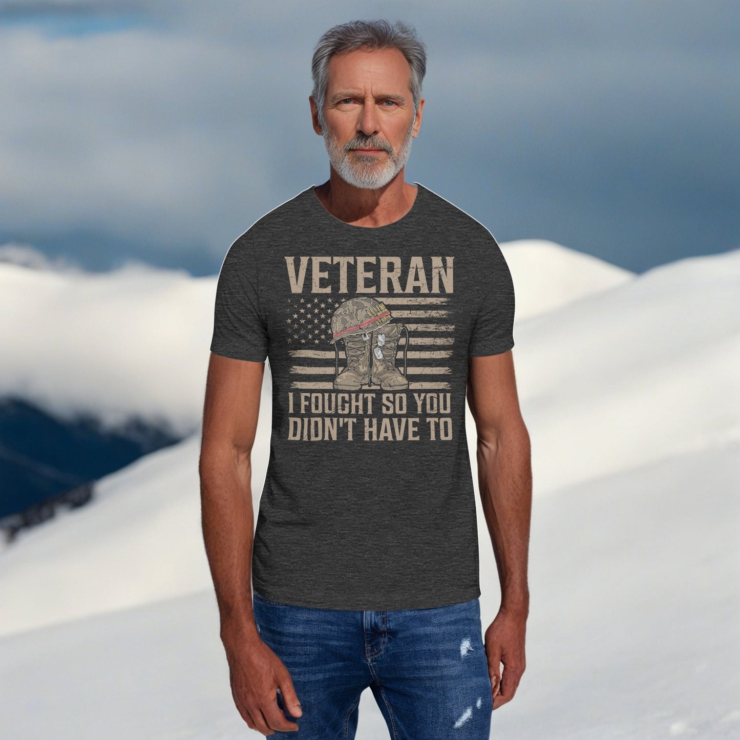 I Fought So You Didn't Have To" Veteran T-Shirt - Men's Boots & Helmet Flag Design - Sublimegifts4u.com