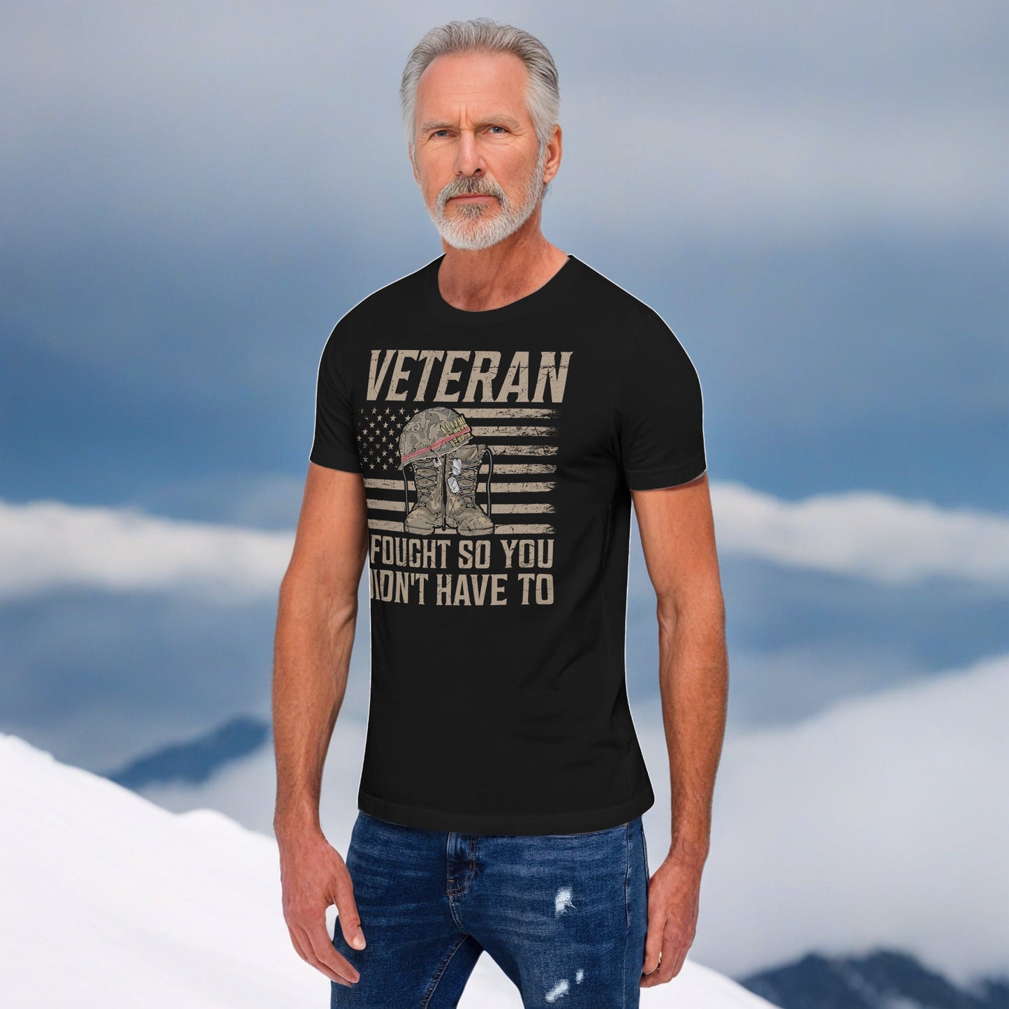 I Fought So You Didn't Have To" Veteran T-Shirt - Men's Boots & Helmet Flag Design - Sublimegifts4u.com