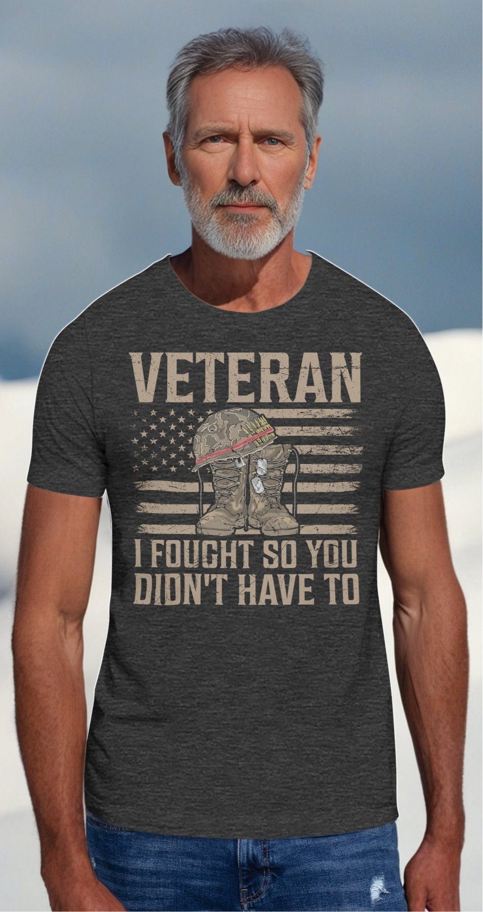 I Fought So You Didn't Have To" Veteran T-Shirt - Men's Boots & Helmet Flag Design - Sublimegifts4u.com