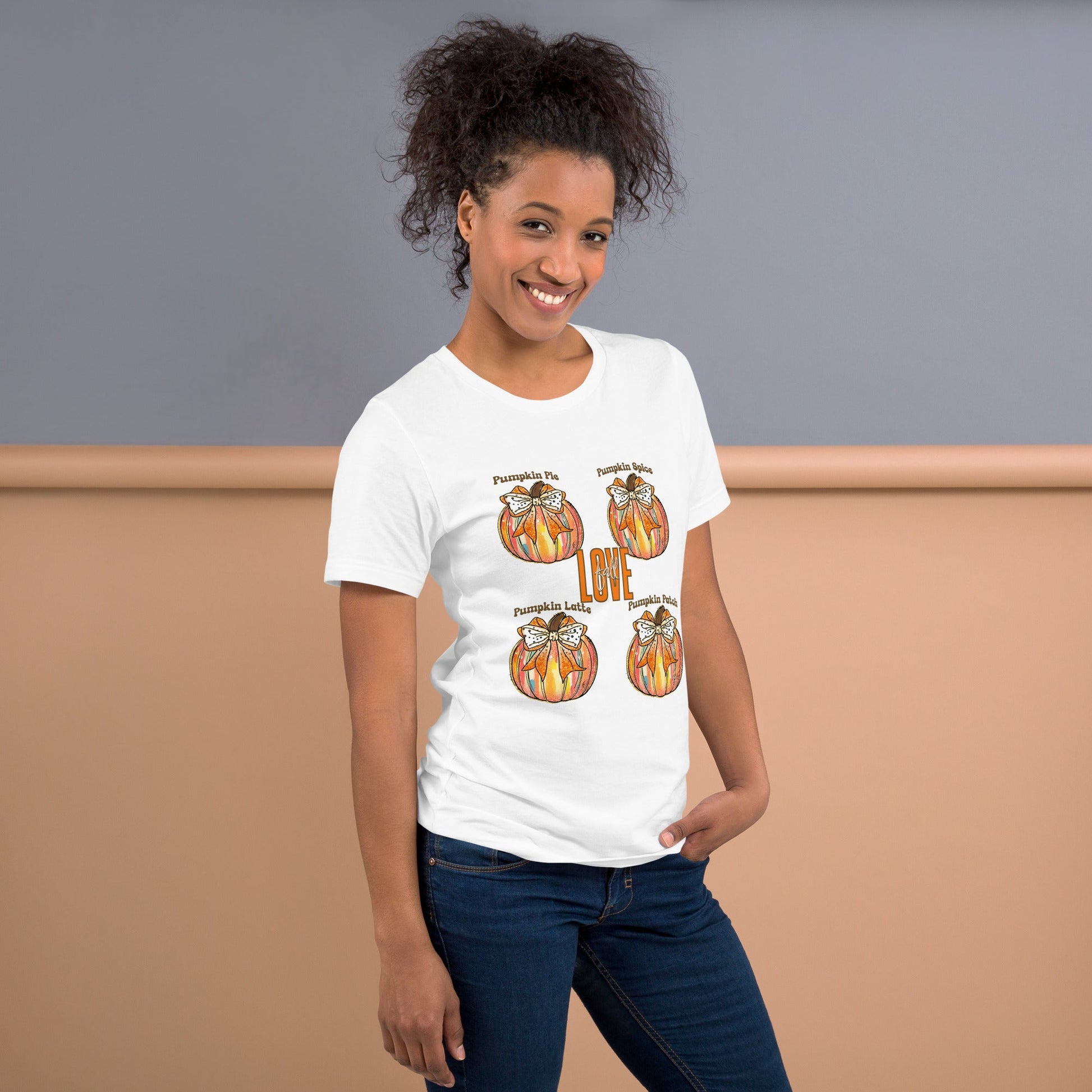 I Love Fall Women's T-Shirt – Pumpkin Patch, Pie, Latte Design | Soft & Lightweight Tee - Sublimegifts4u.com