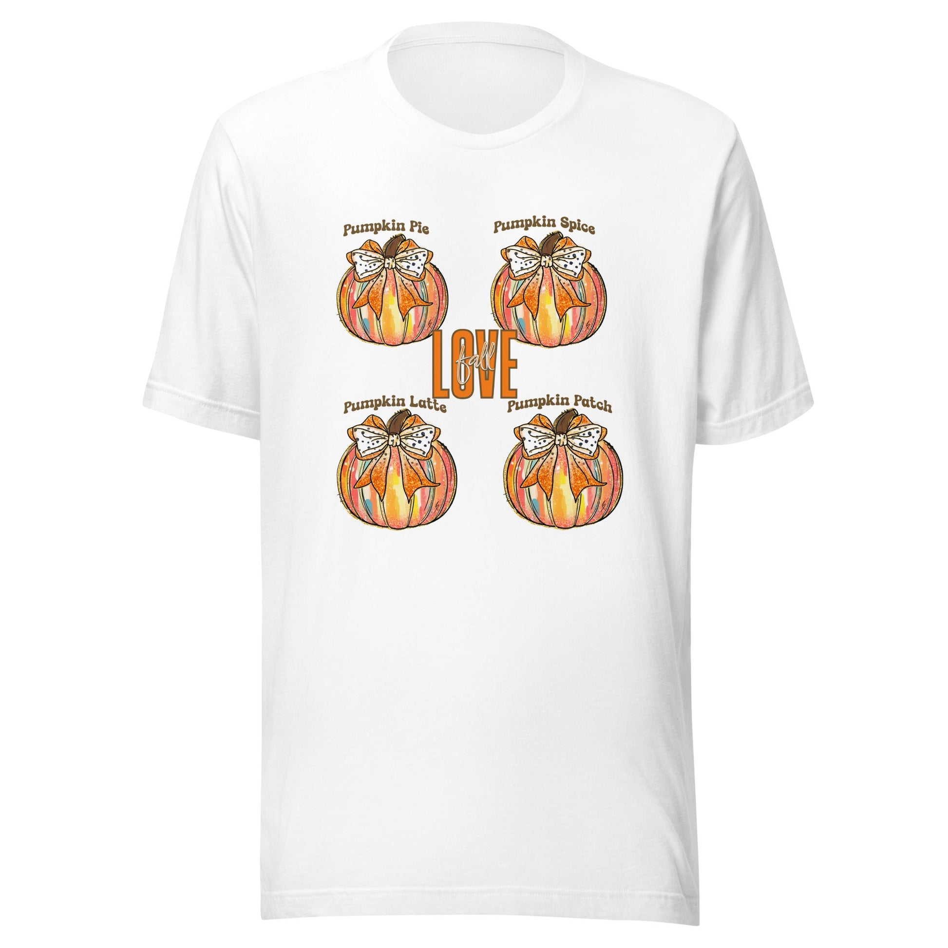 I Love Fall Women's T-Shirt – Pumpkin Patch, Pie, Latte Design | Soft & Lightweight Tee - Sublimegifts4u.com