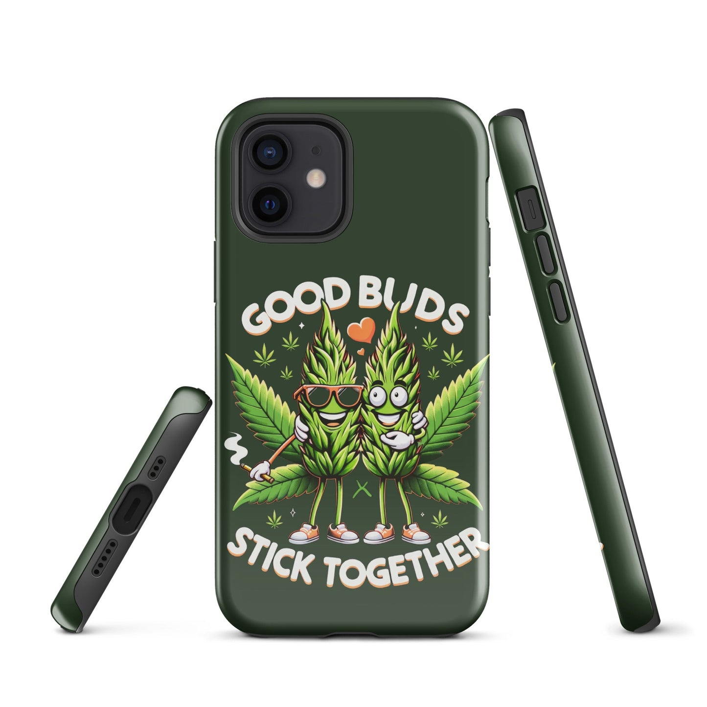 iPhone Tough Case: 'Buds Stick Together' Marijuana Design – Dual - Layer Protection - Sublimegifts4u.com