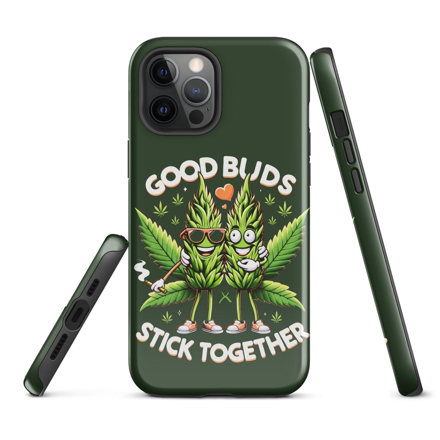 iPhone Tough Case: 'Buds Stick Together' Marijuana Design – Dual - Layer Protection - Sublimegifts4u.com