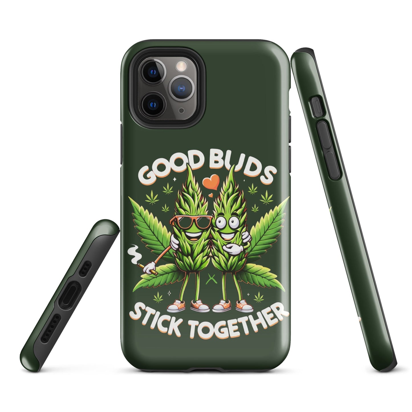 iPhone Tough Case: 'Buds Stick Together' Marijuana Design – Dual - Layer Protection - Sublimegifts4u.com