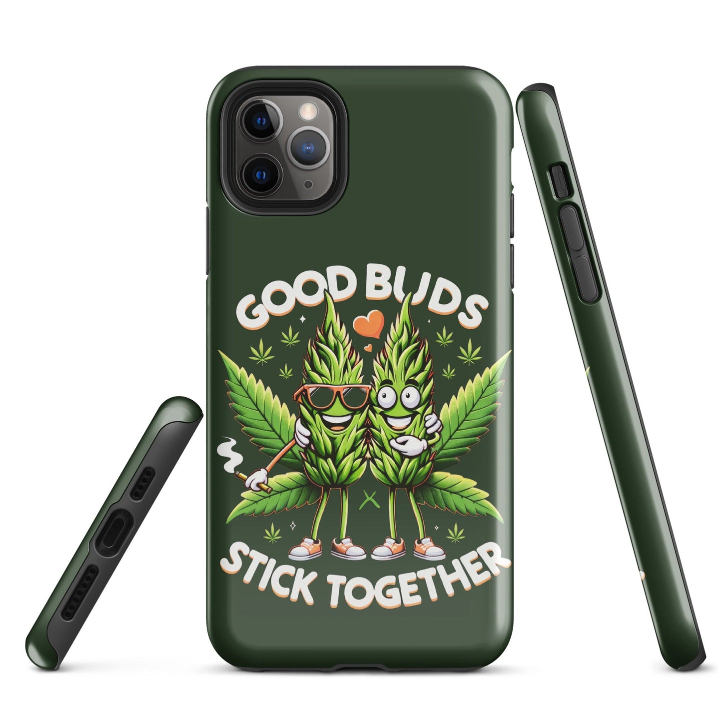 iPhone Tough Case: 'Buds Stick Together' Marijuana Design – Dual - Layer Protection - Sublimegifts4u.com