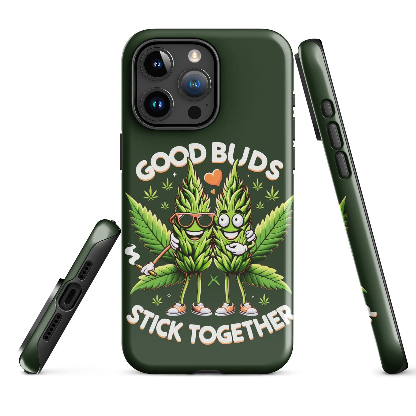 iPhone Tough Case: 'Buds Stick Together' Marijuana Design – Dual - Layer Protection - Sublimegifts4u.com