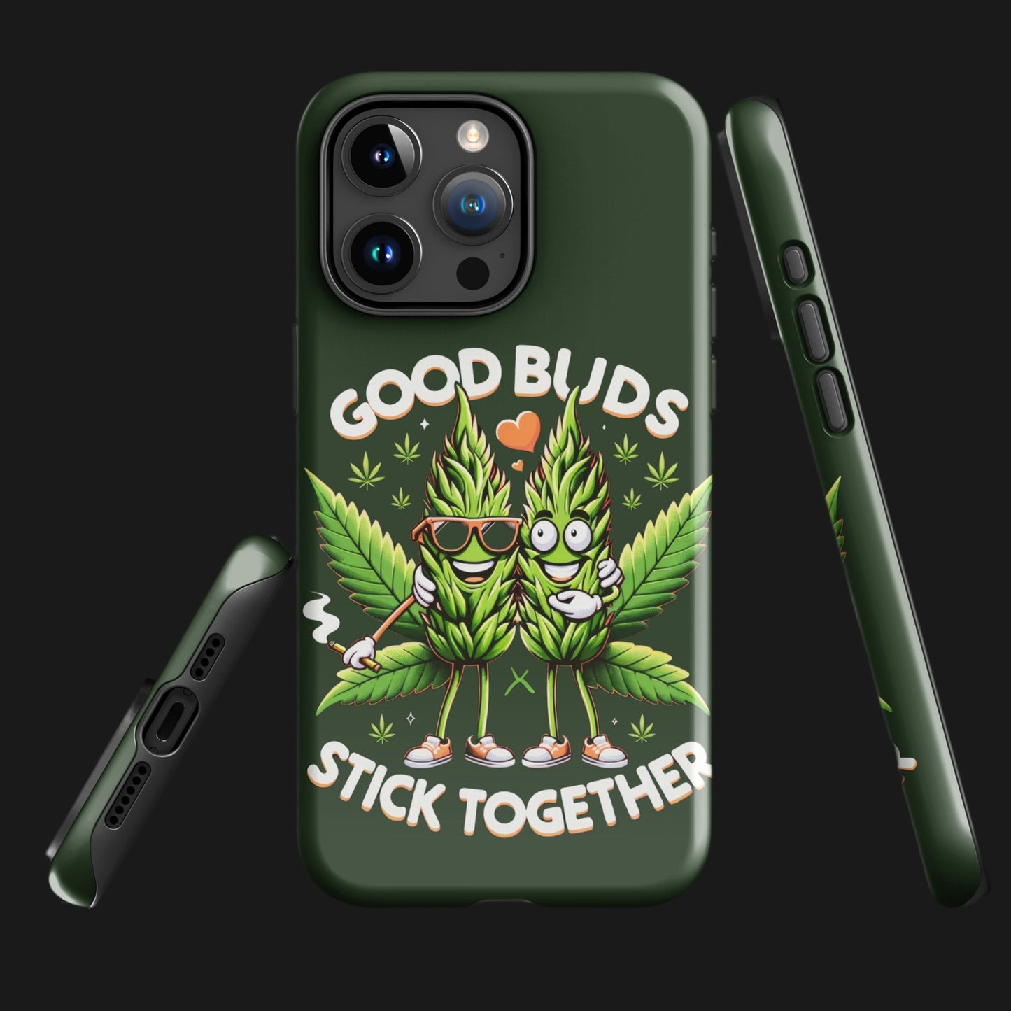 iPhone Tough Case: 'Buds Stick Together' Marijuana Design – Dual - Layer Protection - Sublimegifts4u.com