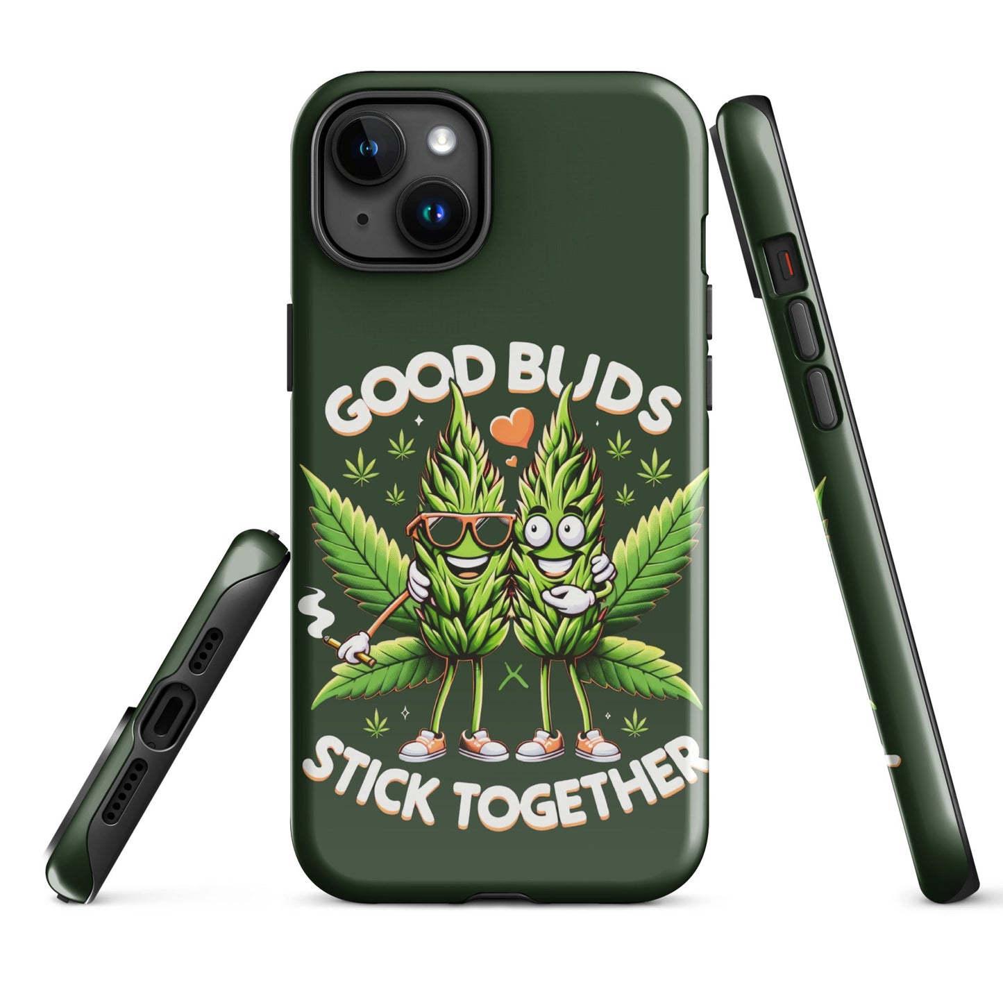 iPhone Tough Case: 'Buds Stick Together' Marijuana Design – Dual - Layer Protection - Sublimegifts4u.com