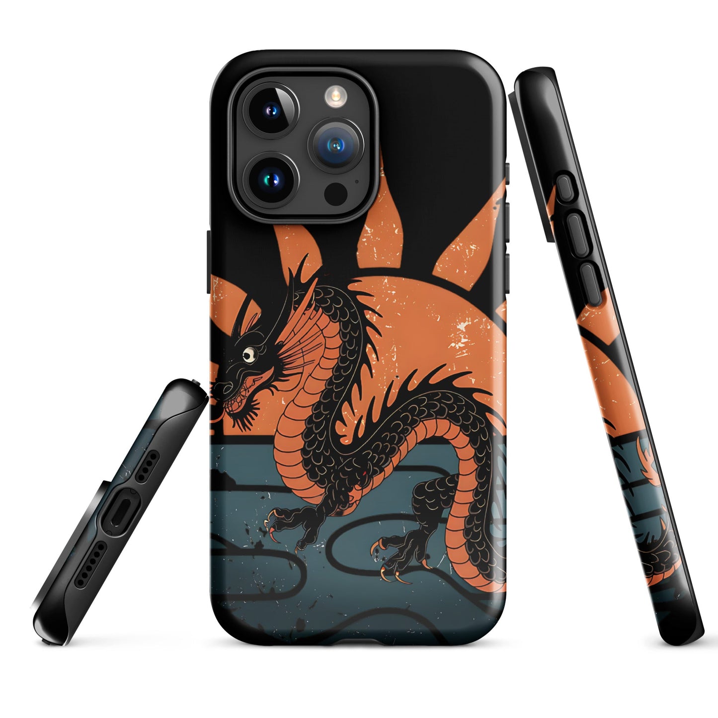 iPhone Tough Case with Black Chinese Dragon and Red Sunset Design - Sublimegifts4u.com