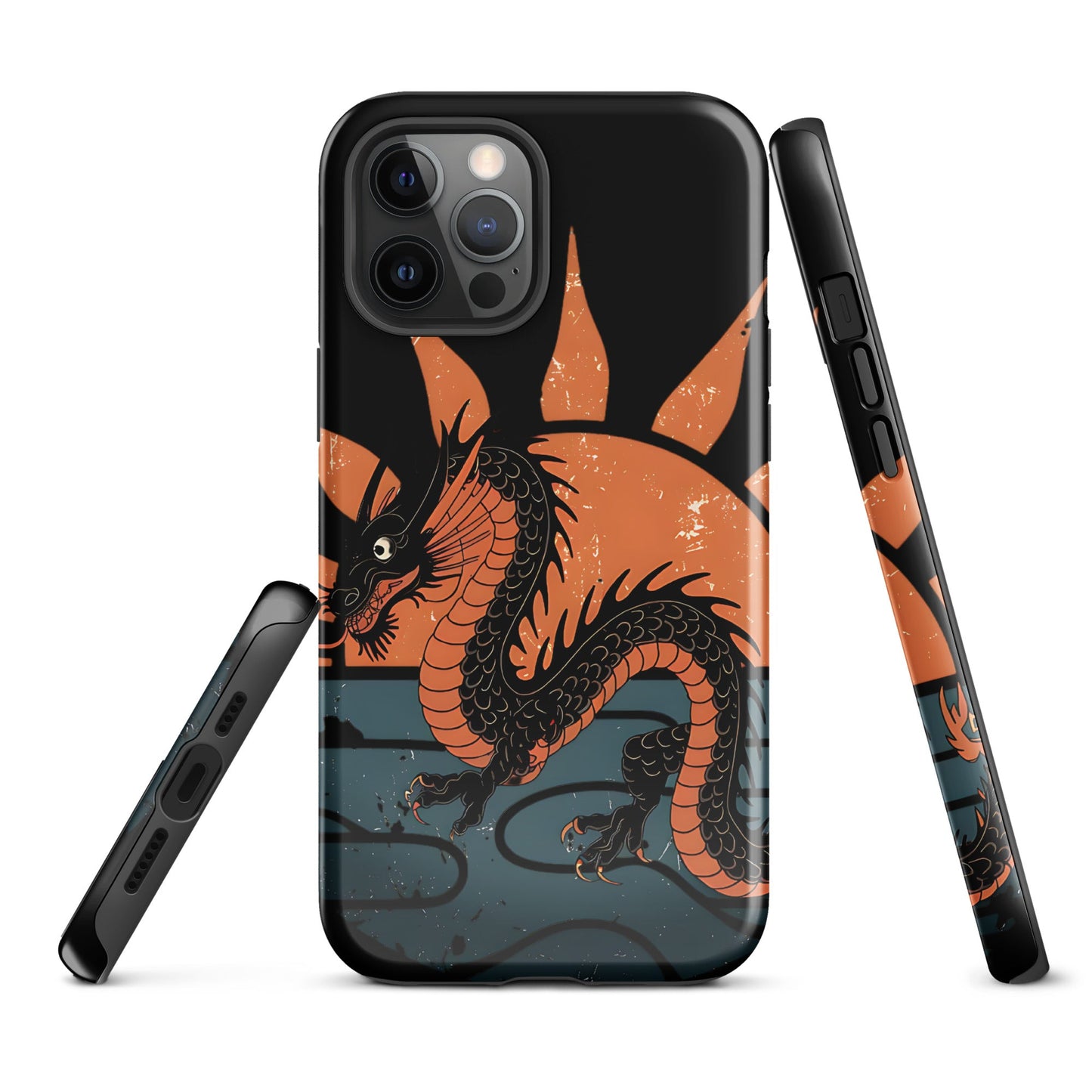 iPhone Tough Case with Black Chinese Dragon and Red Sunset Design - Sublimegifts4u.com