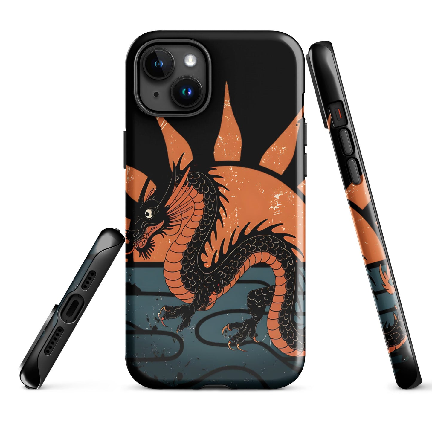 iPhone Tough Case with Black Chinese Dragon and Red Sunset Design - Sublimegifts4u.com