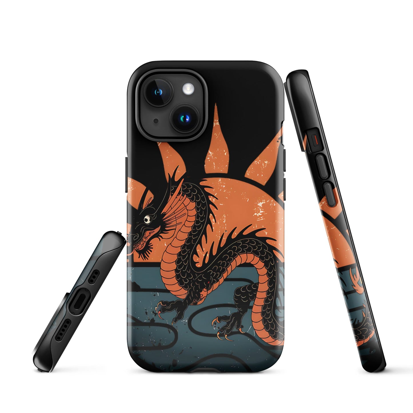 iPhone Tough Case with Black Chinese Dragon and Red Sunset Design - Sublimegifts4u.com