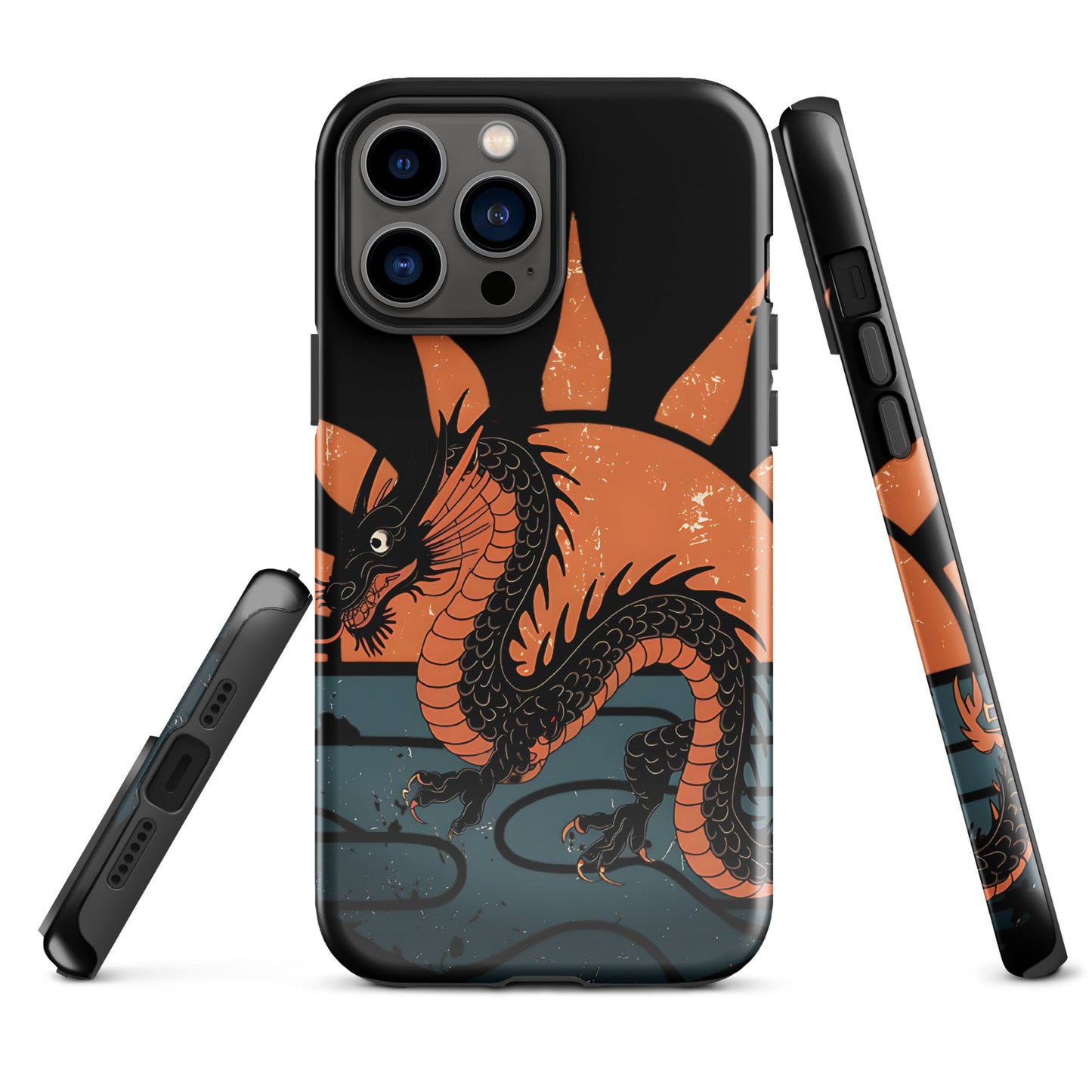 iPhone Tough Case with Black Chinese Dragon and Red Sunset Design - Sublimegifts4u.com