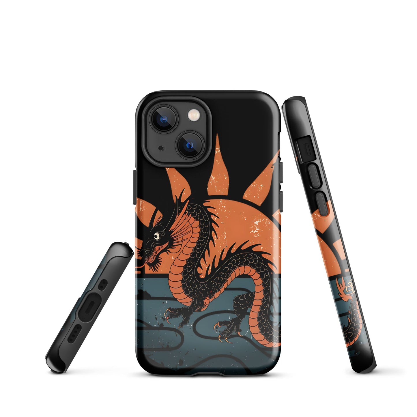 iPhone Tough Case with Black Chinese Dragon and Red Sunset Design - Sublimegifts4u.com