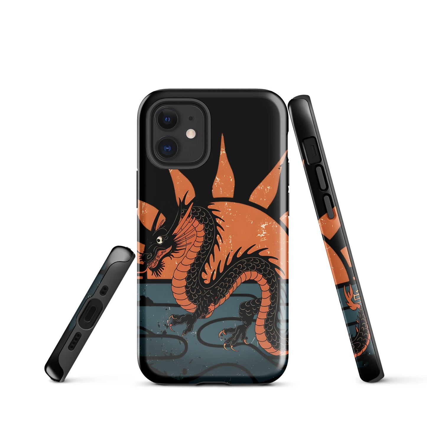 iPhone Tough Case with Black Chinese Dragon and Red Sunset Design - Sublimegifts4u.com